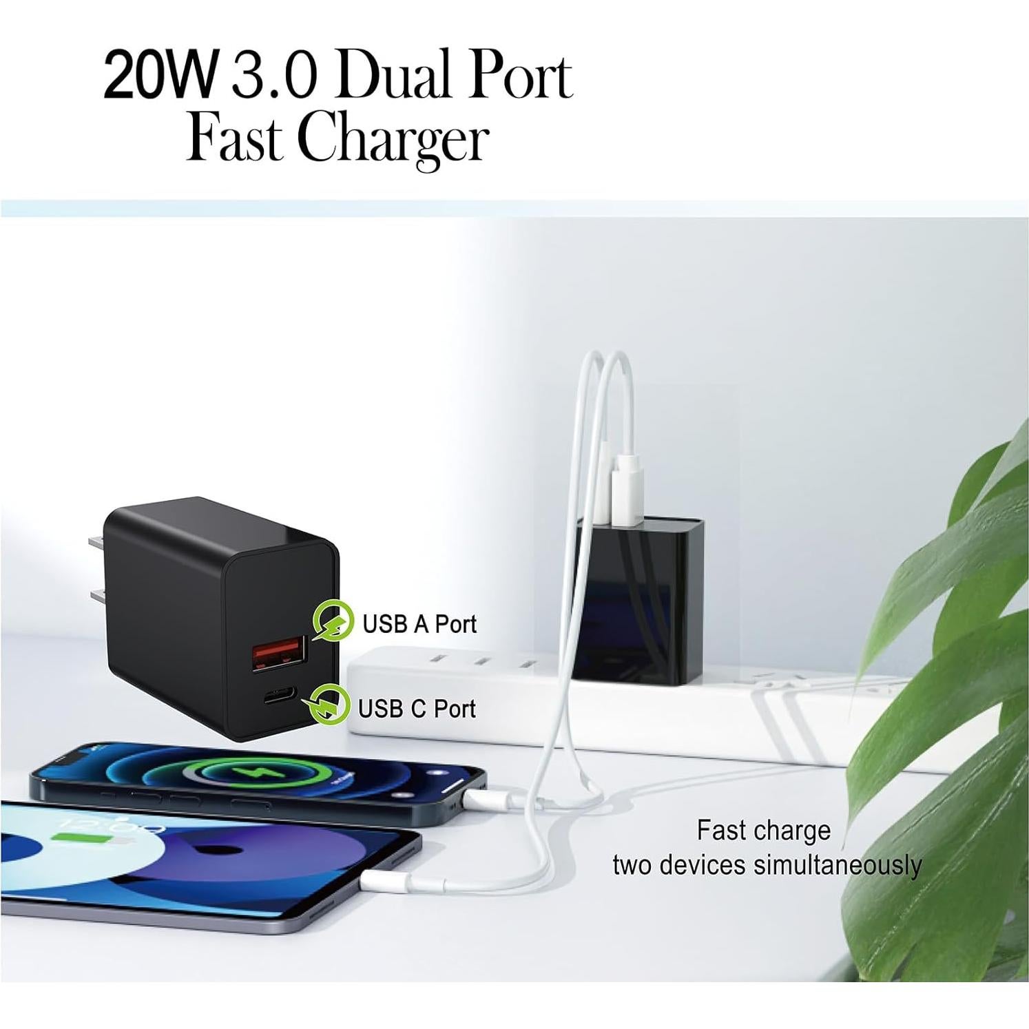 Cargador de pared USB C KOCORE 20W para iPhone y Apple Watch