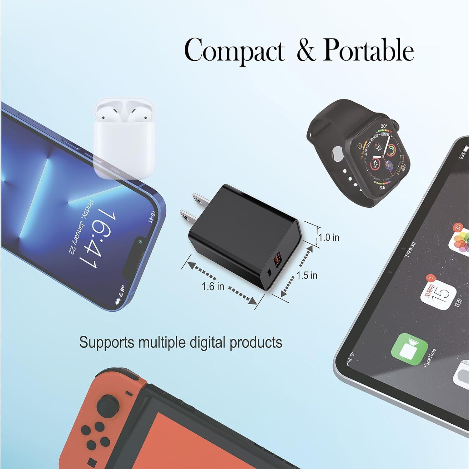 Cargador de pared USB C KOCORE 20W para iPhone y Apple Watch