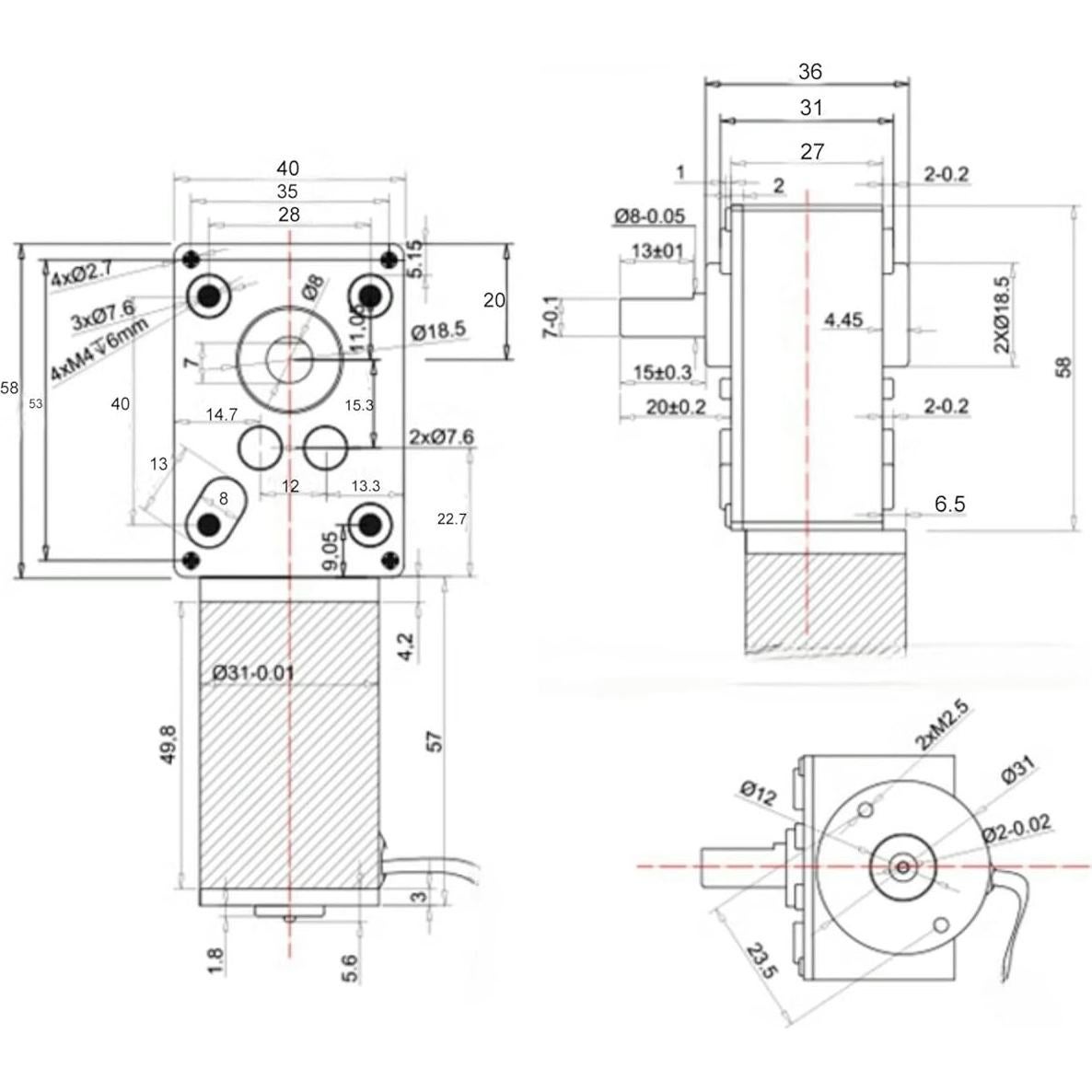 Motor de Engranaje de Caracol CHANCS 12V 1RPM Auto-Bloqueo
