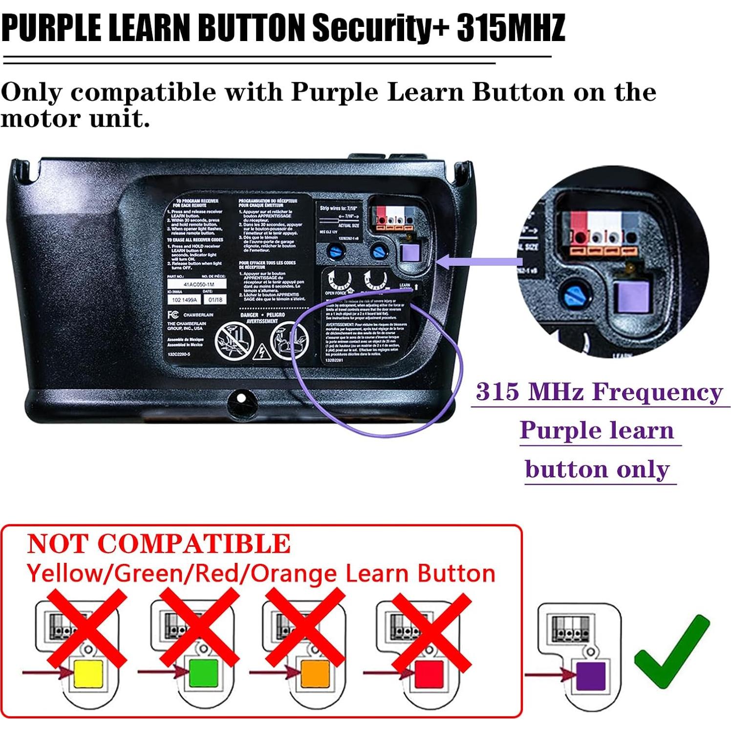 Control Remoto de Puerta de Garaje Lawoho 371LM Morado 315MHz (2 Piezas)