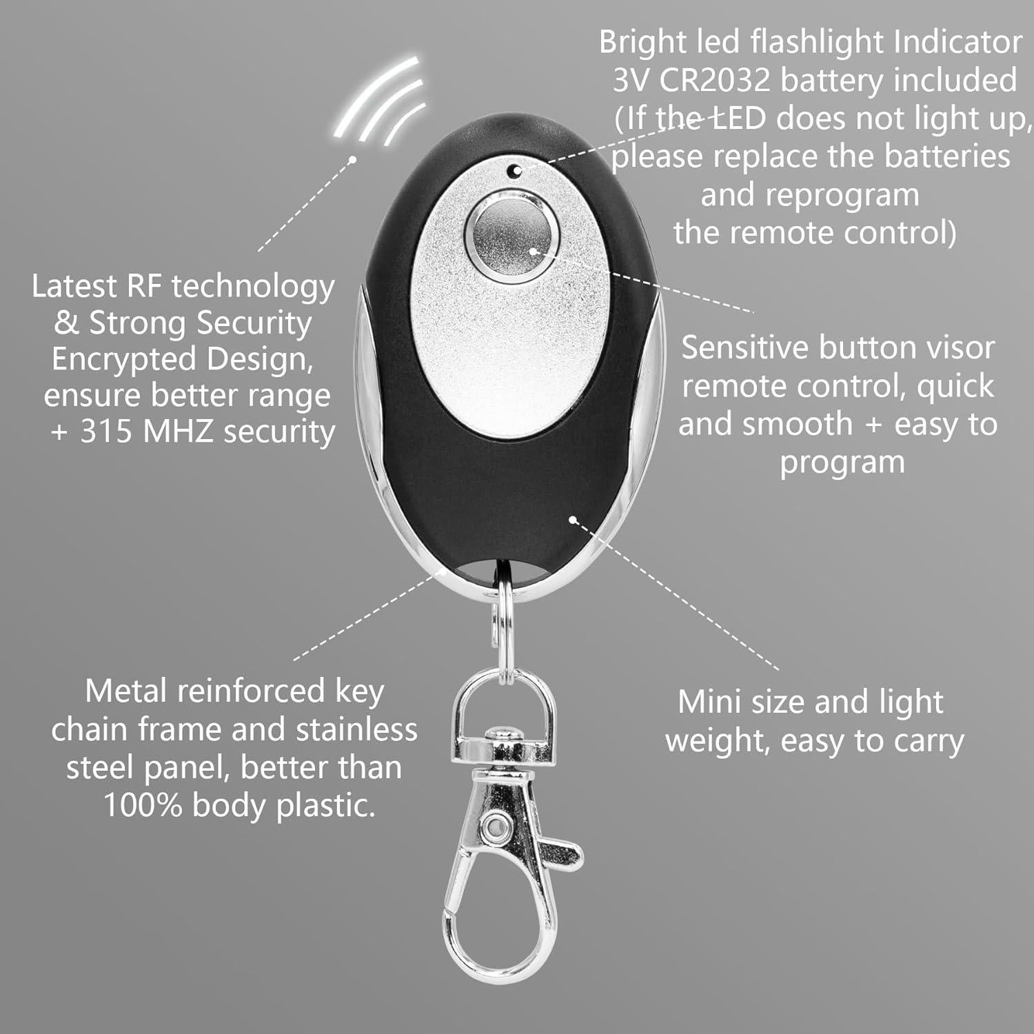 Control Remoto de Puerta de Garaje Lawoho 371LM Morado 315MHz (2 Piezas)