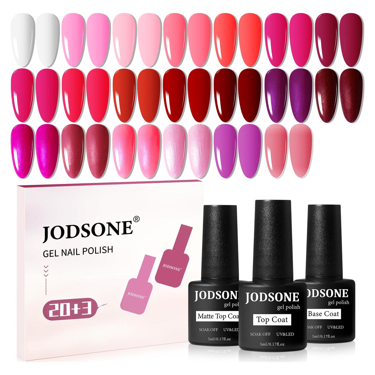 Set de Esmalte en Gel JODSONE 23 Piezas Color Rojo Rosa
