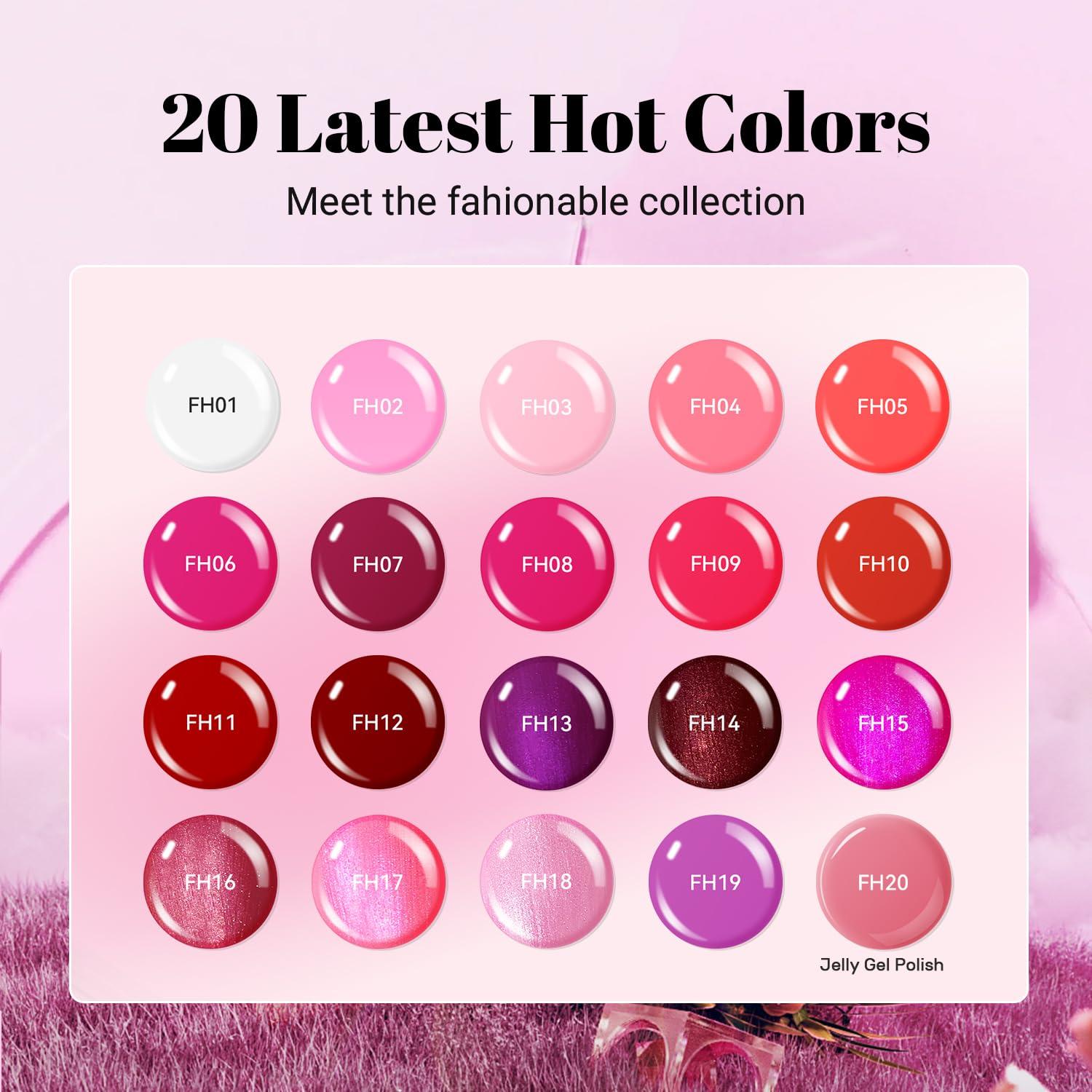 Set de Esmalte en Gel JODSONE 23 Piezas Color Rojo Rosa