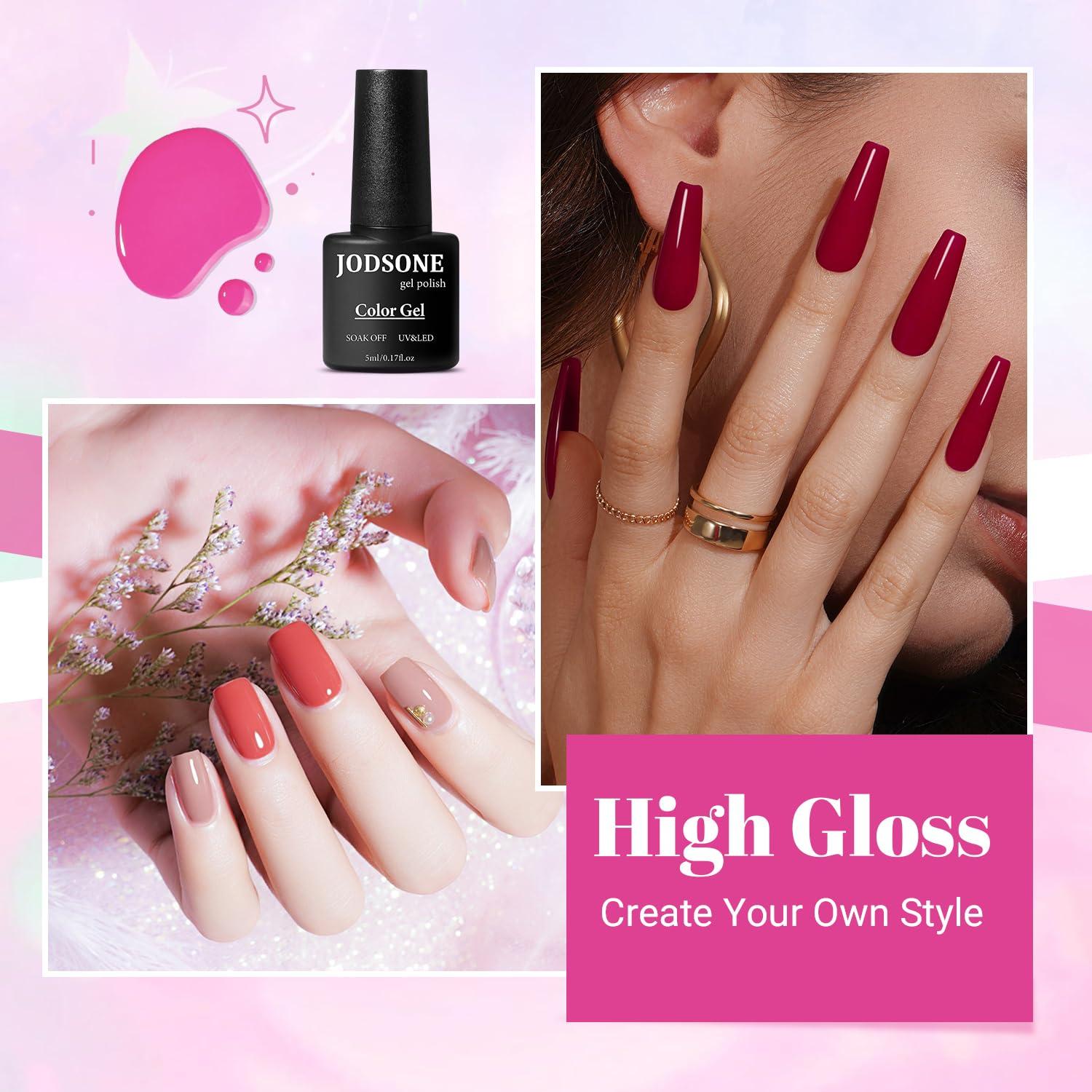 Set de Esmalte en Gel JODSONE 23 Piezas Color Rojo Rosa