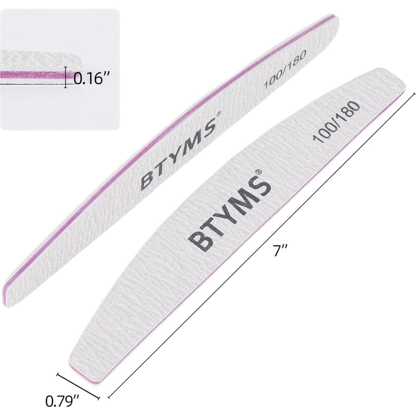 Limas de Uñas 10Pcs BTYMS 100/180 Grano Doble Cara