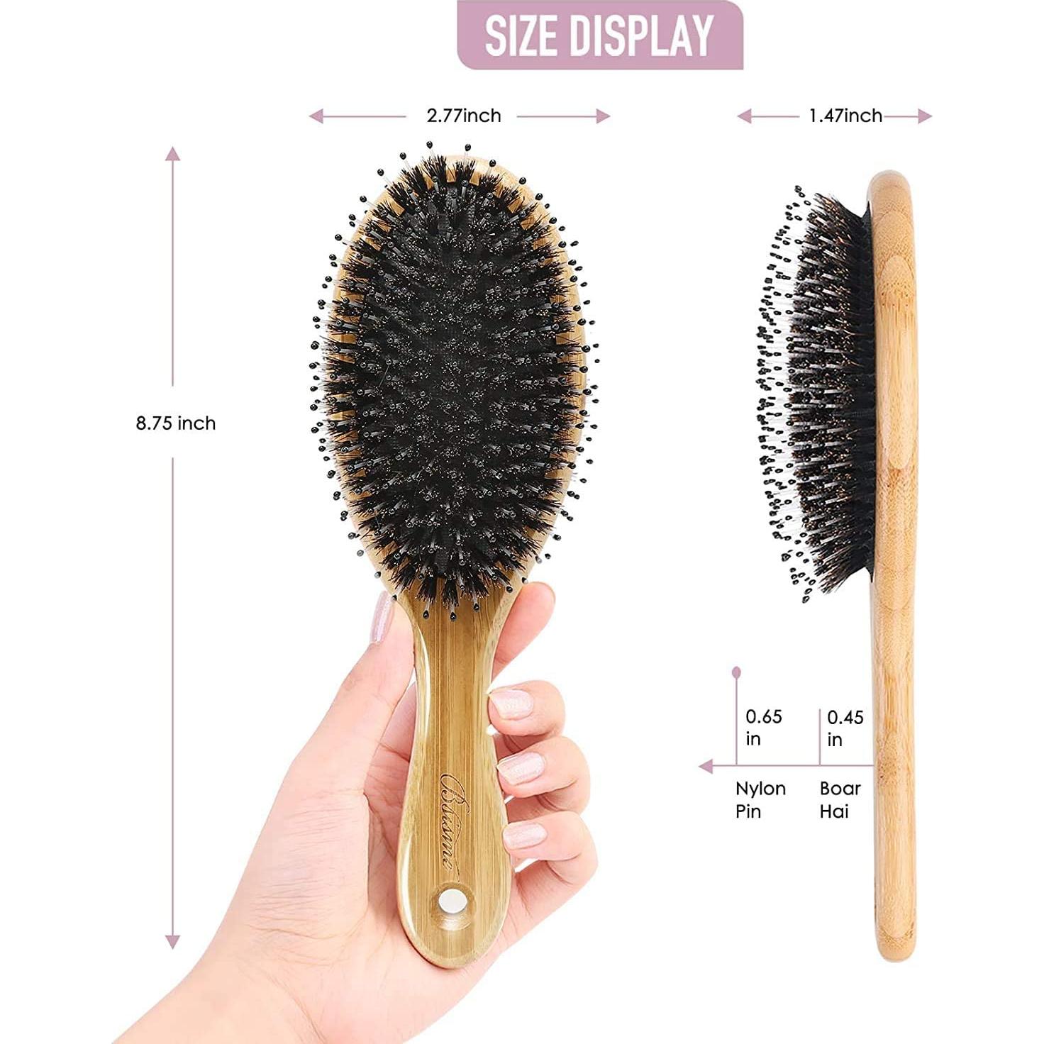 Juego de Cepillos de Cabello Bsisme con Cerda de Jabalí