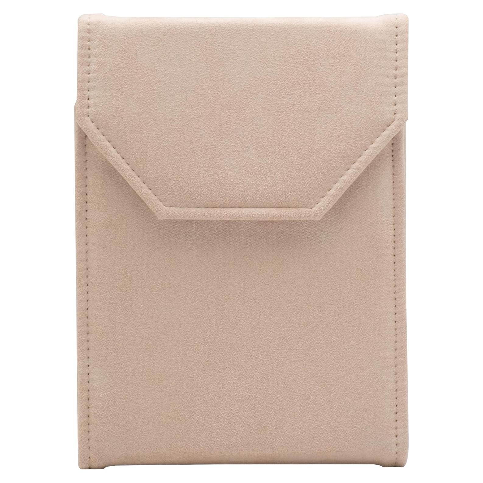 Caja de Joyería COWFEX de Terciopelo Beige para Collares