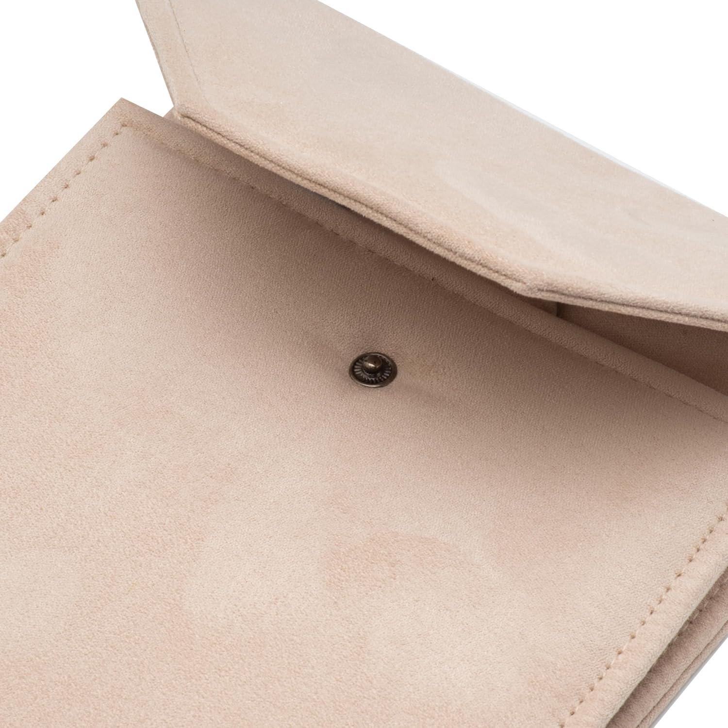 Caja de Joyería COWFEX de Terciopelo Beige para Collares