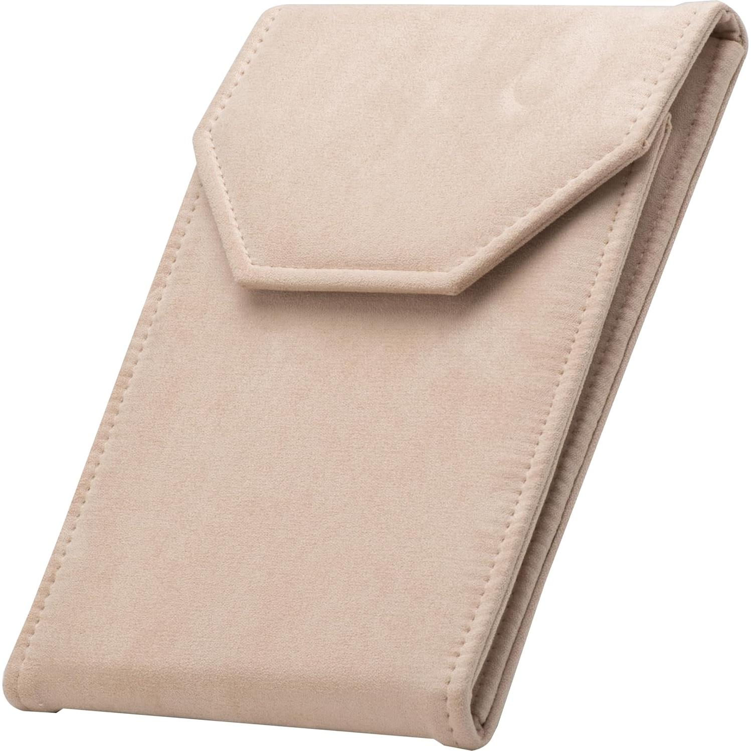 Caja de Joyería COWFEX de Terciopelo Beige para Collares