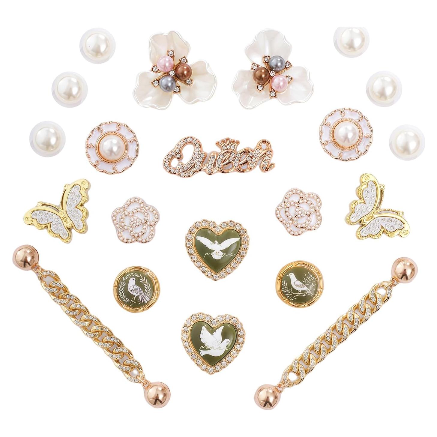 Encantos de Zapatos Brillantes Jyrmstore - 19 Piezas Doradas