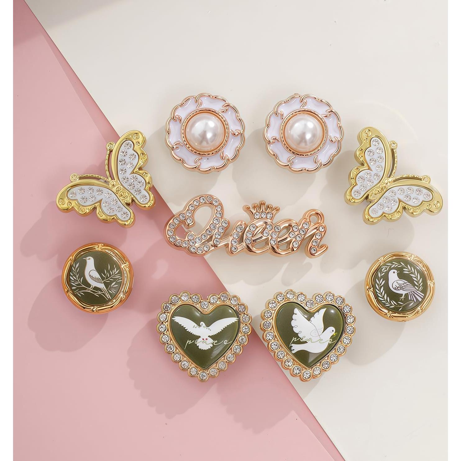 Encantos de Zapatos Brillantes Jyrmstore - 19 Piezas Doradas