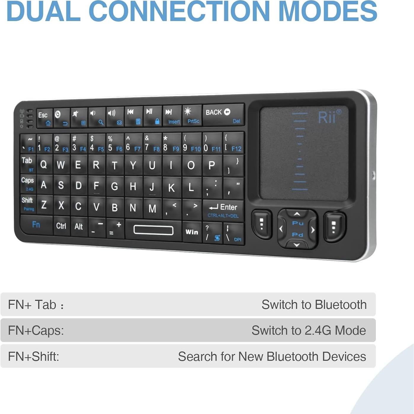 Teclado Mini Inalámbrico Rii K06 Retroiluminado con Touchpad