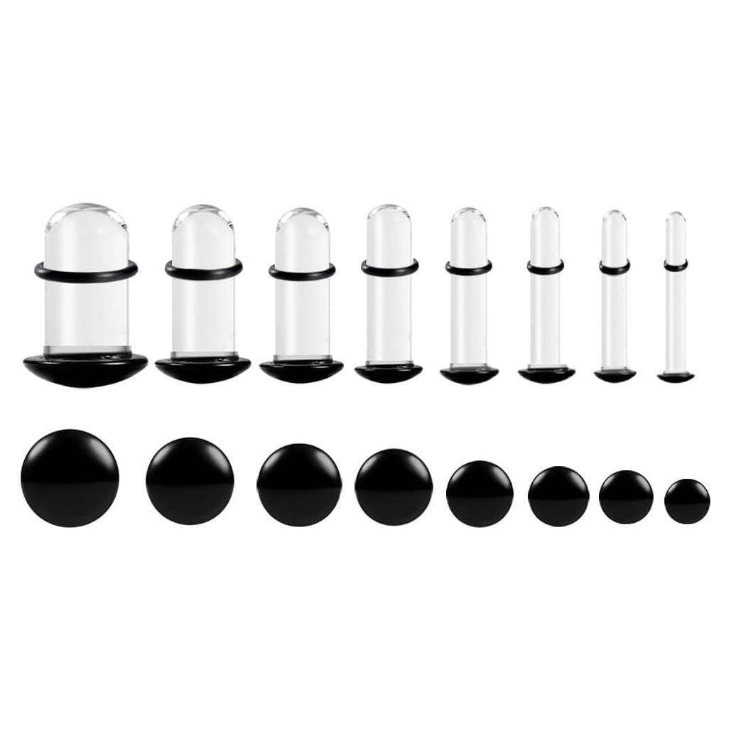 Kit de Estiramiento de Orejas de Vidrio 14G-00G 8 Pares