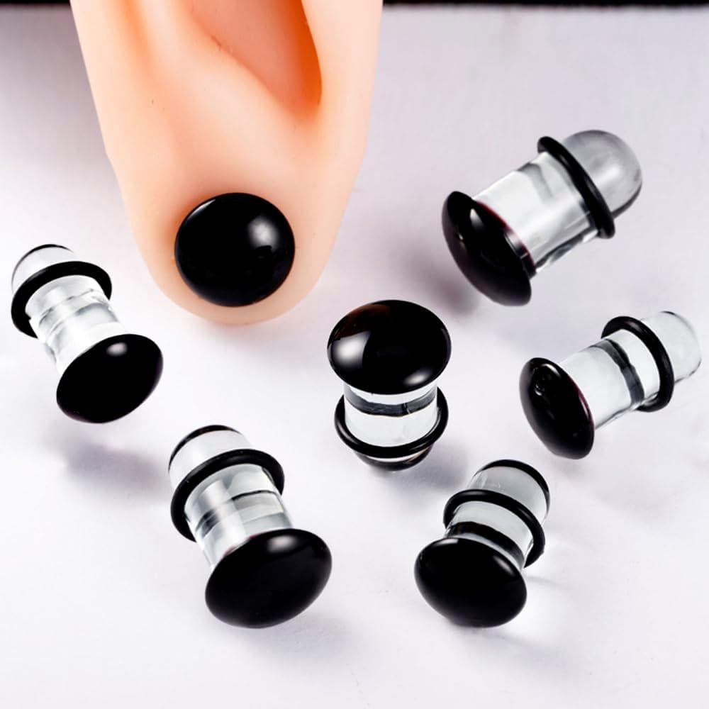 Kit de Estiramiento de Orejas de Vidrio 14G-00G 8 Pares