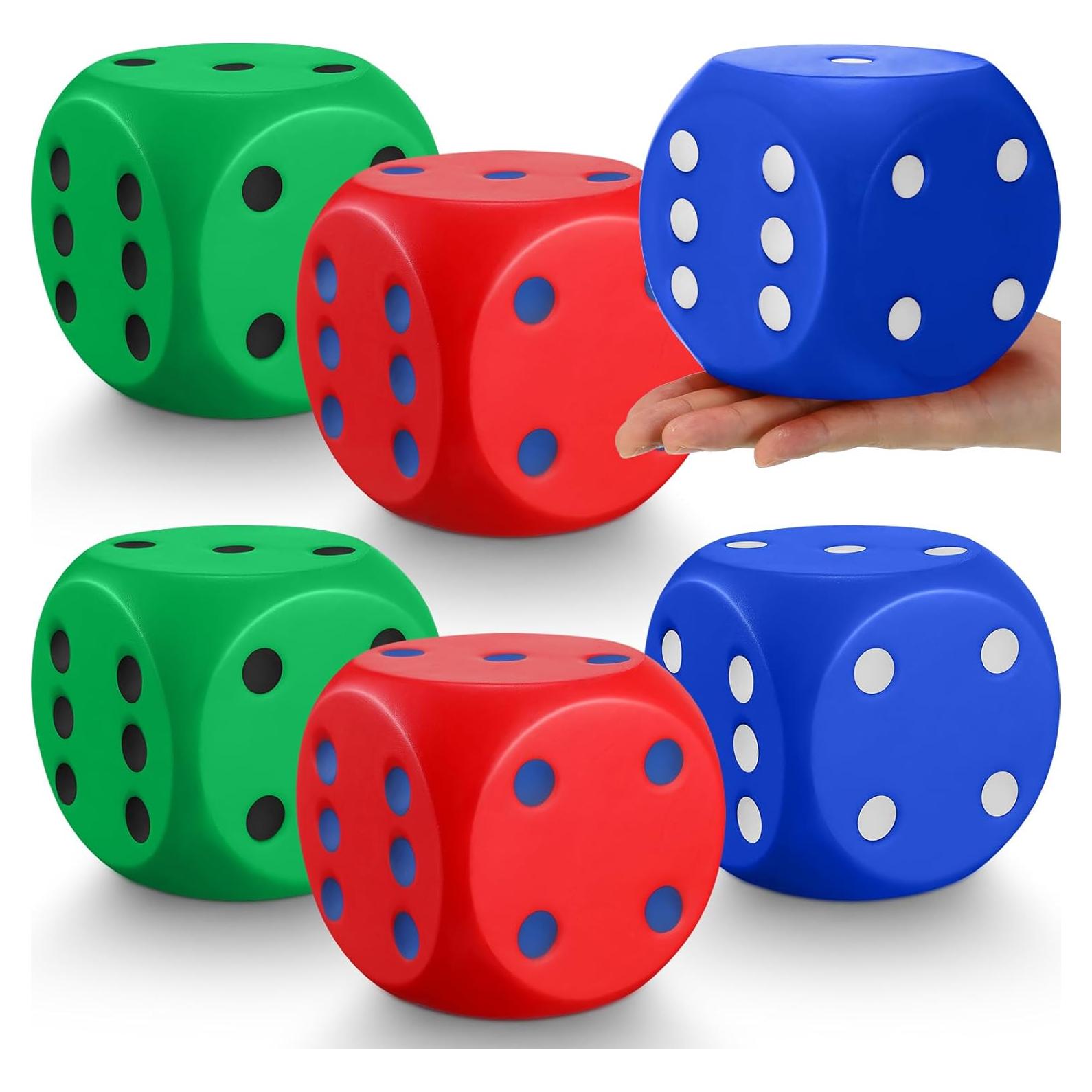 6 Dados de Espuma Jumbo Coloridos 10 cm para Alivio de Estrés