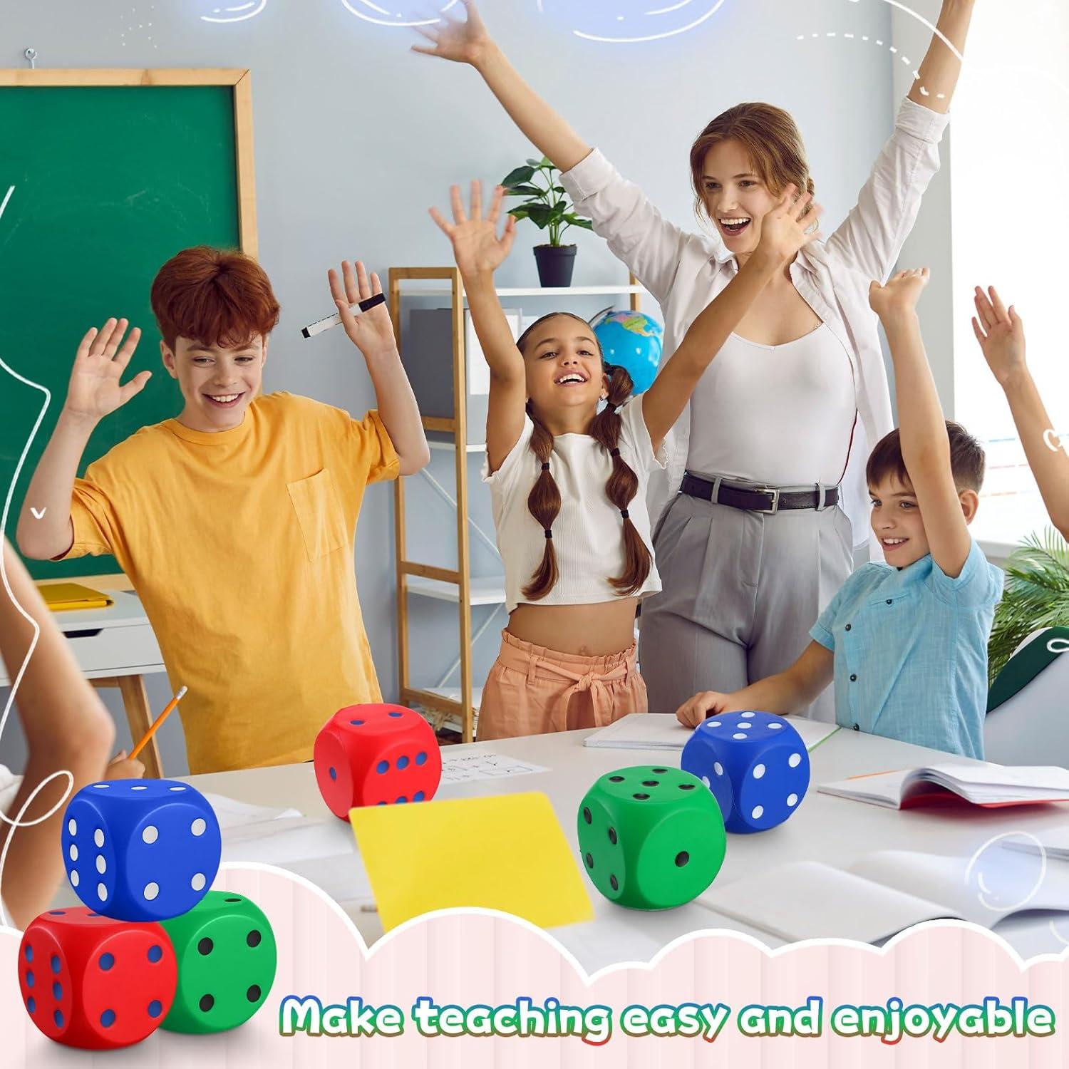 6 Dados de Espuma Jumbo Coloridos 10 cm para Alivio de Estrés