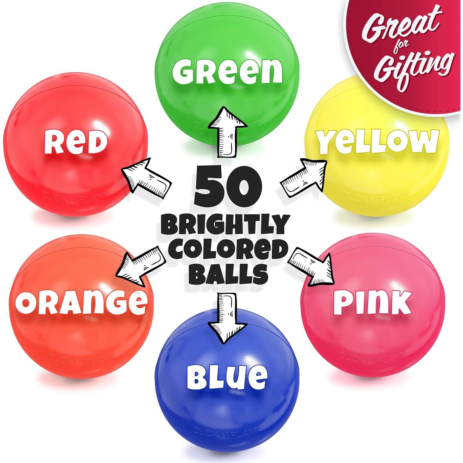 Bolas de piscina Click N' Play 50 unidades 5.8 cm colores brillantes