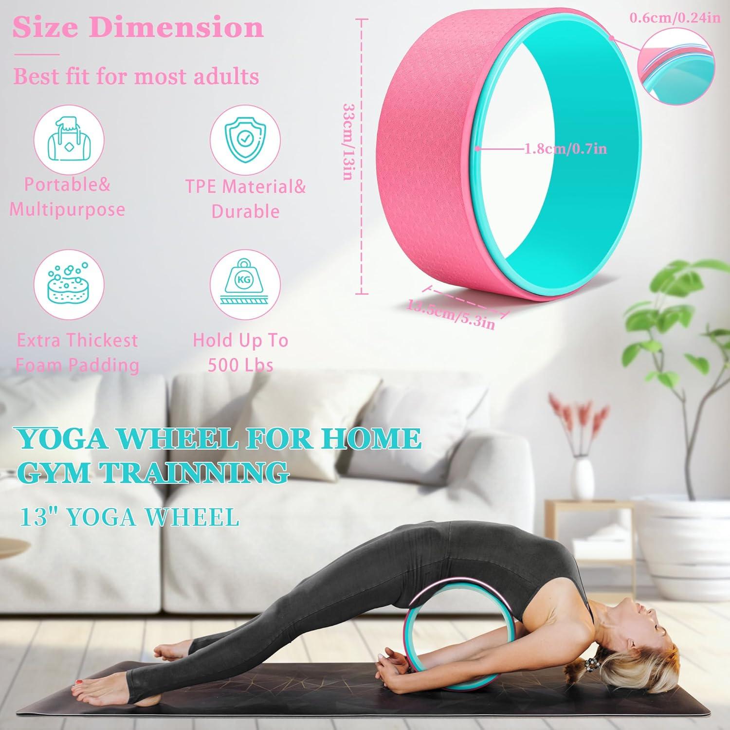 Juego de Rueda de Yoga HNCTINNO con Rodillo y Bloques