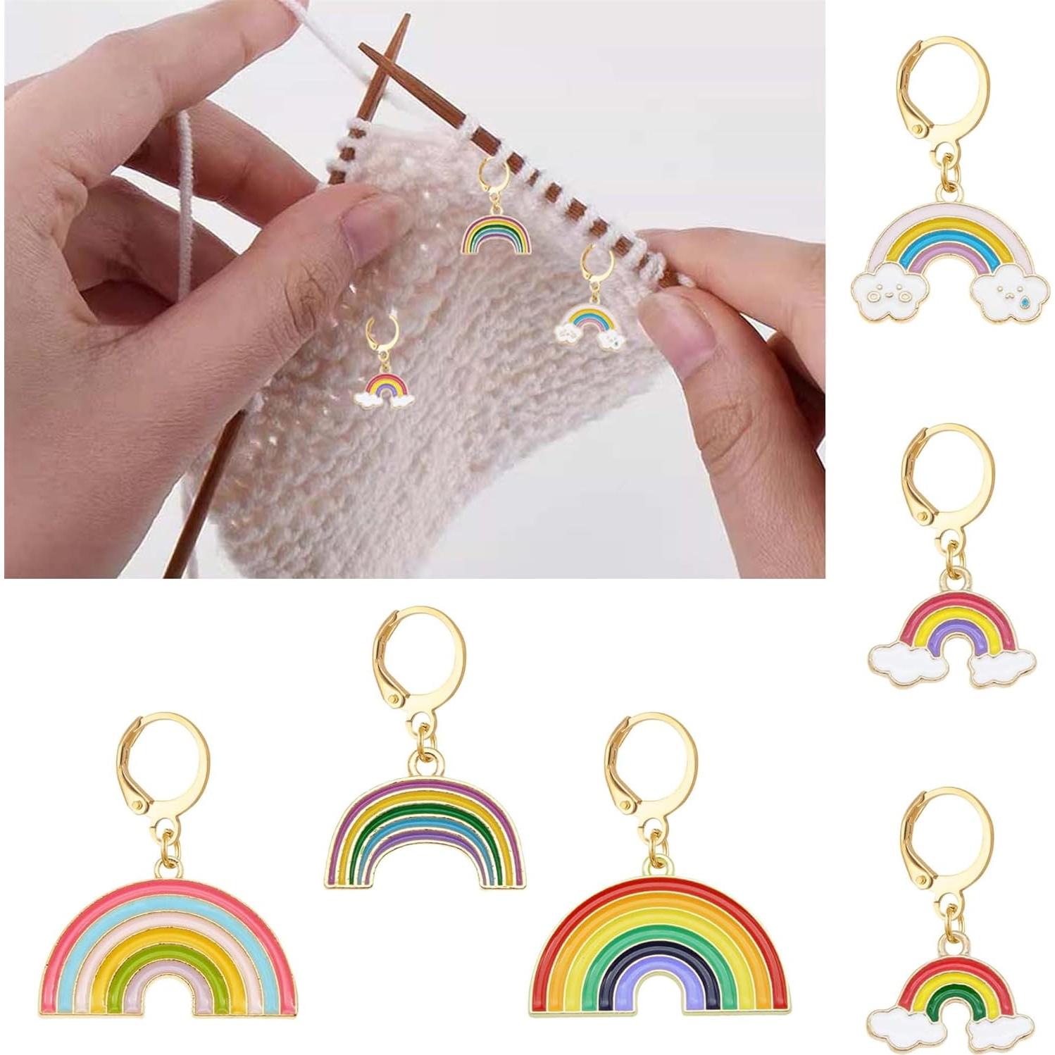 Marcadores de Puntos de Ganchillo Julie Wang - 12 Piezas Arcoíris