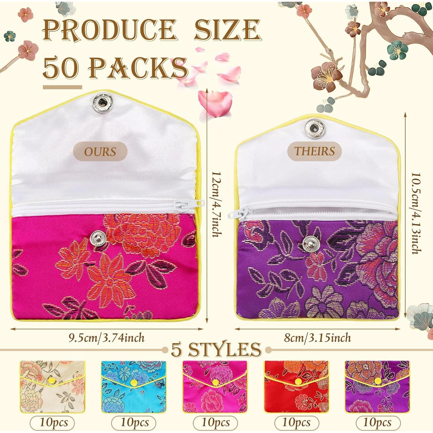 50 Bolsas de Regalo de Seda para Joyería Zhengmy 8x10 cm