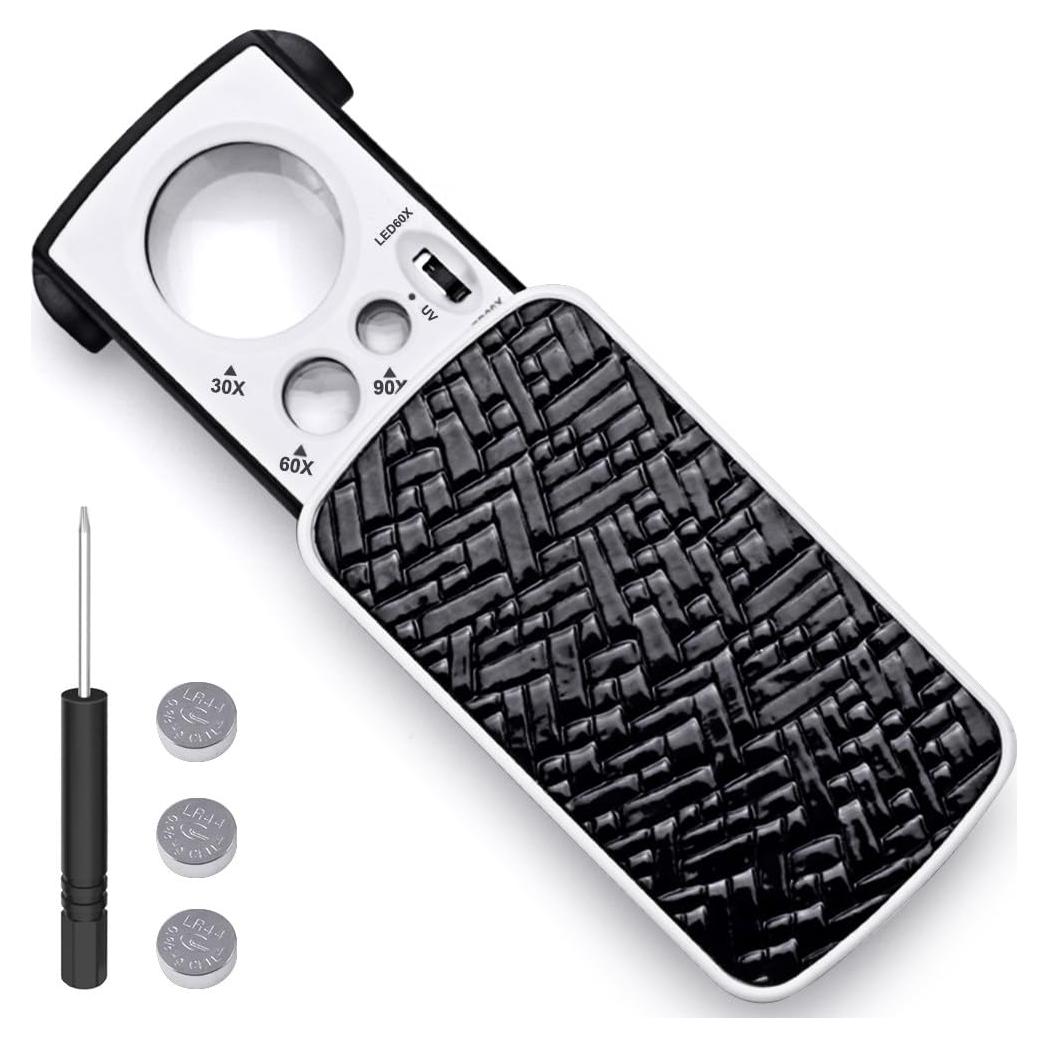 Lupa de Joyería AFUNTA 30X 60X 90X con Luz LED y UV - Negra