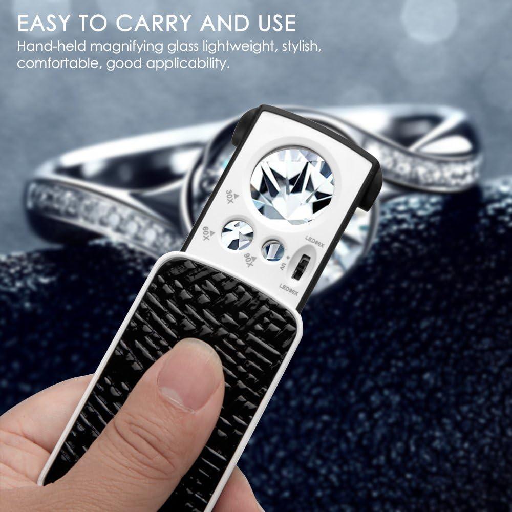 Lupa de Joyería AFUNTA 30X 60X 90X con Luz LED y UV - Negra