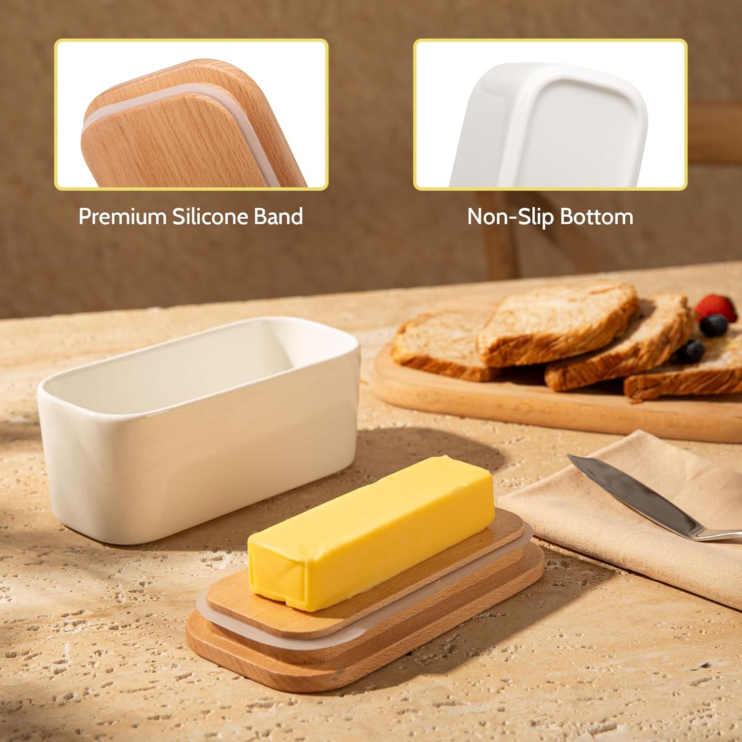 Plato de Mantequilla Pequeño Sweese con Tapa de Madera