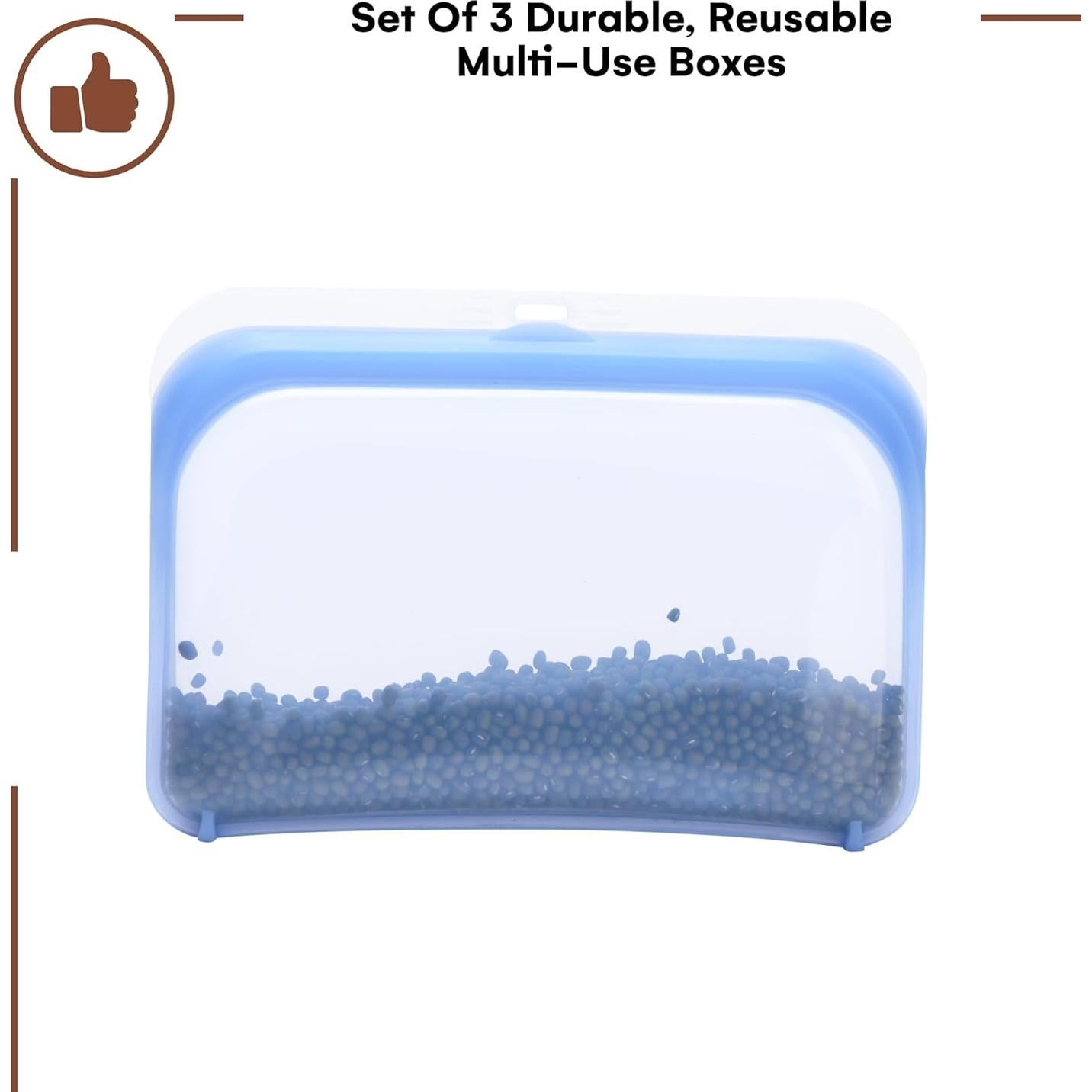 Bolsas de Almacenamiento de Silicona Dorence 3 Azul - Reutilizables