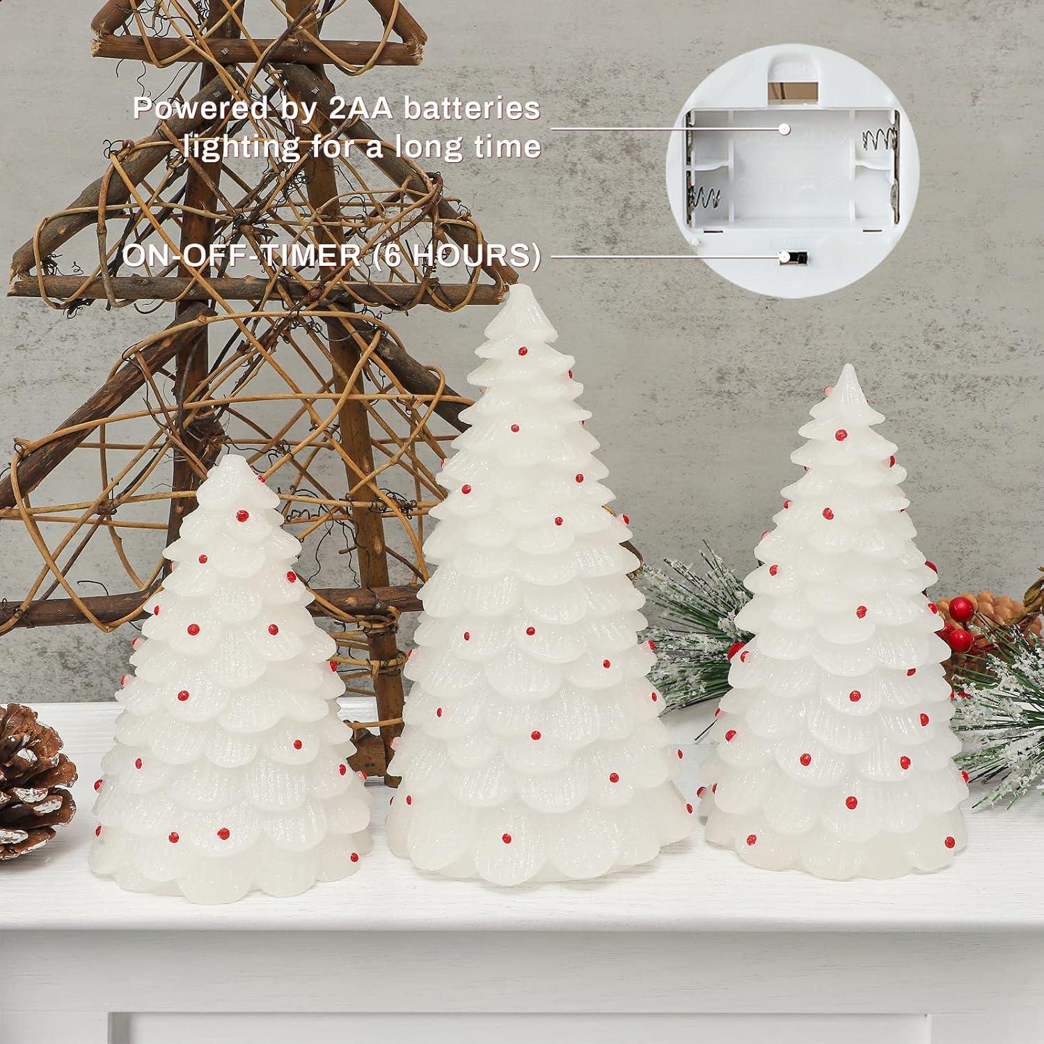 Set de 3 Velas LED Sin Llama Crystal Club - Árbol de Navidad 3D