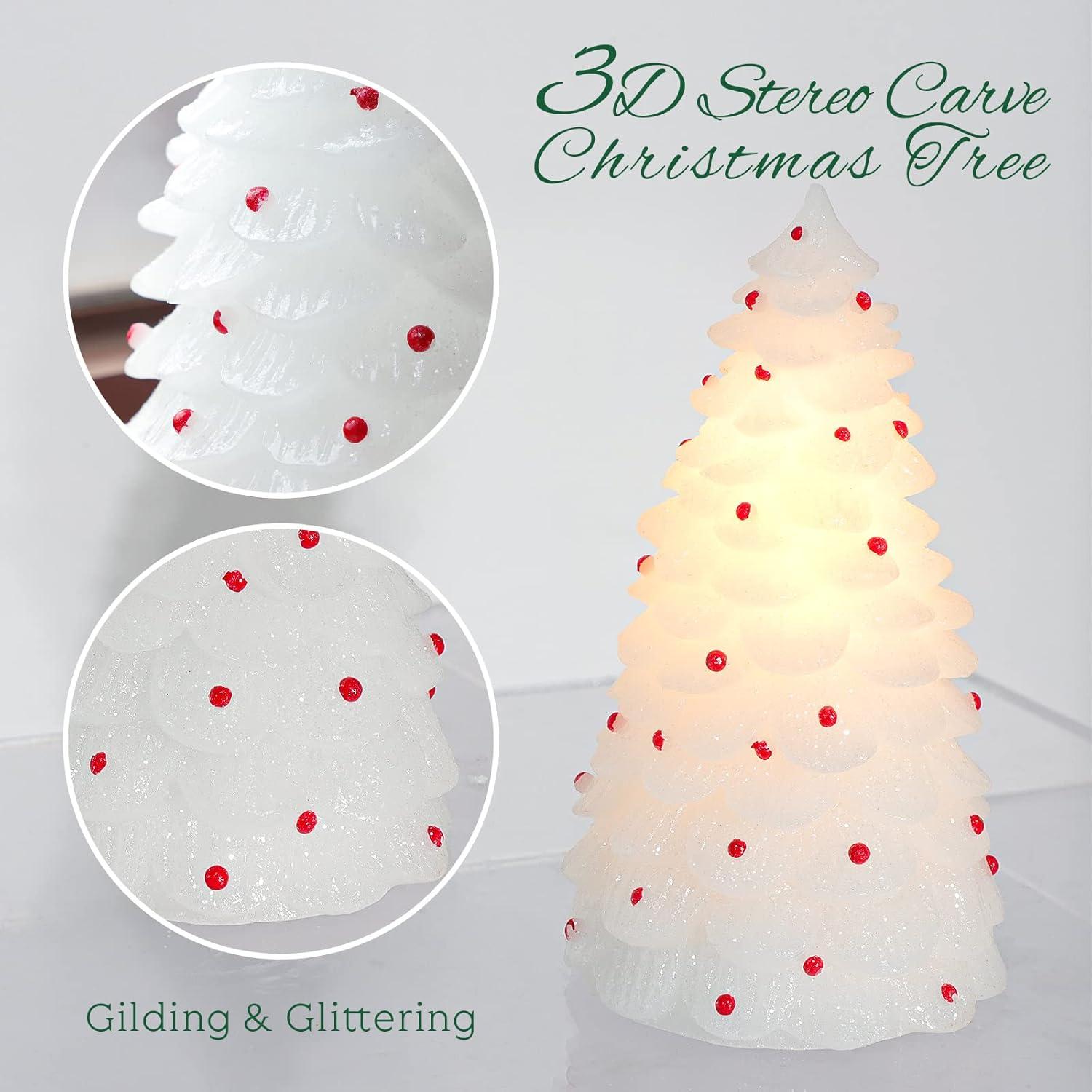 Set de 3 Velas LED Sin Llama Crystal Club - Árbol de Navidad 3D