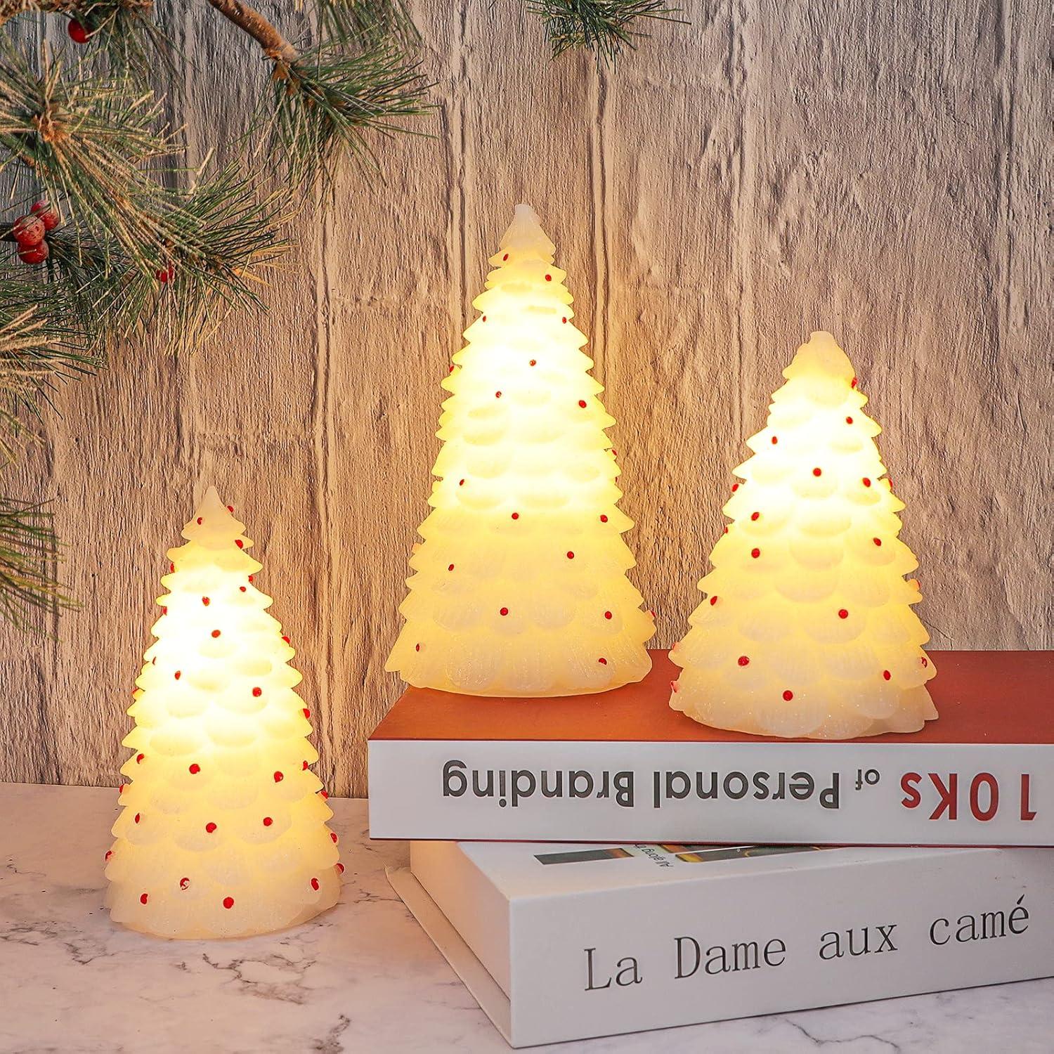 Set de 3 Velas LED Sin Llama Crystal Club - Árbol de Navidad 3D