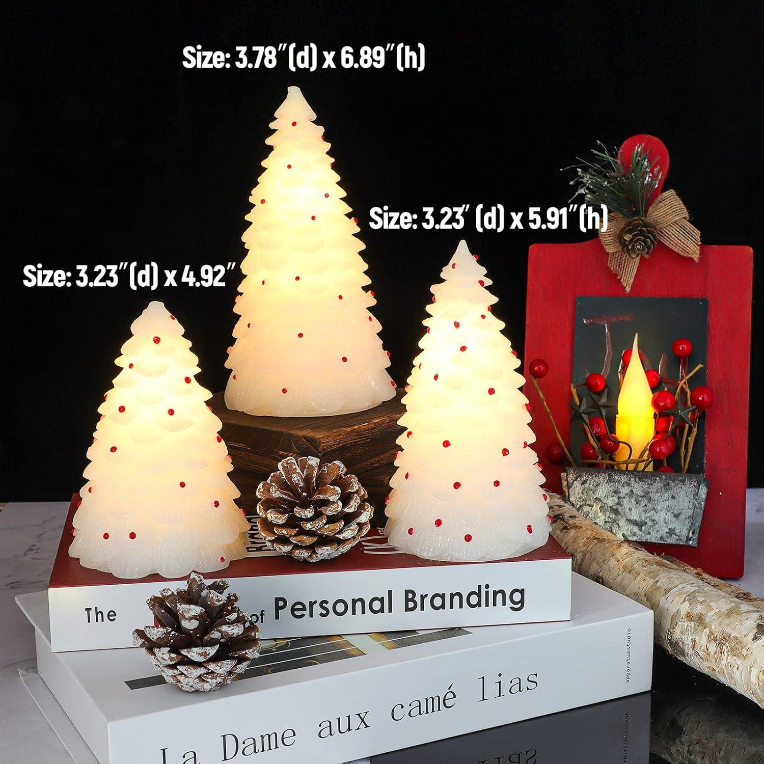 Set de 3 Velas LED Sin Llama Crystal Club - Árbol de Navidad 3D