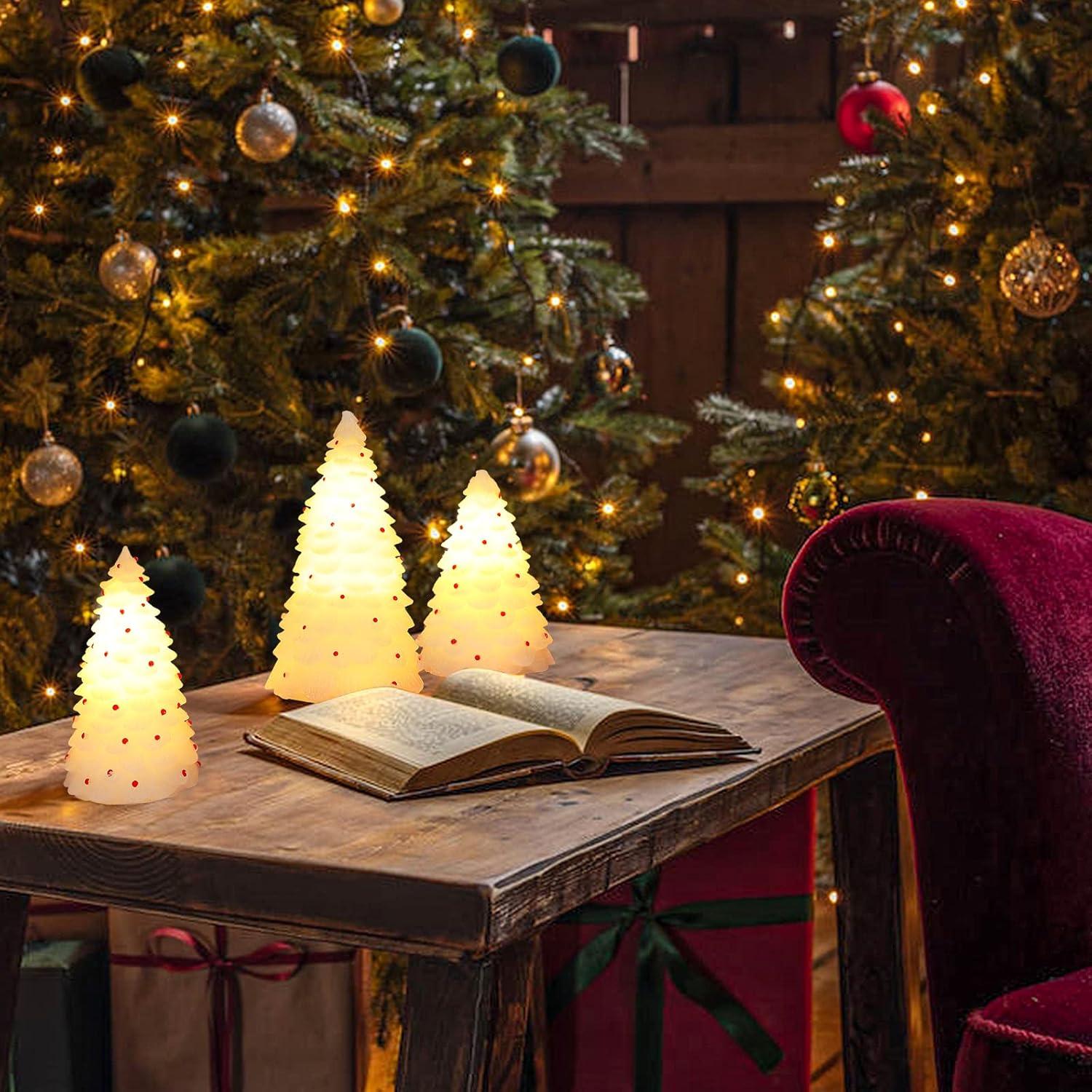 Set de 3 Velas LED Sin Llama Crystal Club - Árbol de Navidad 3D