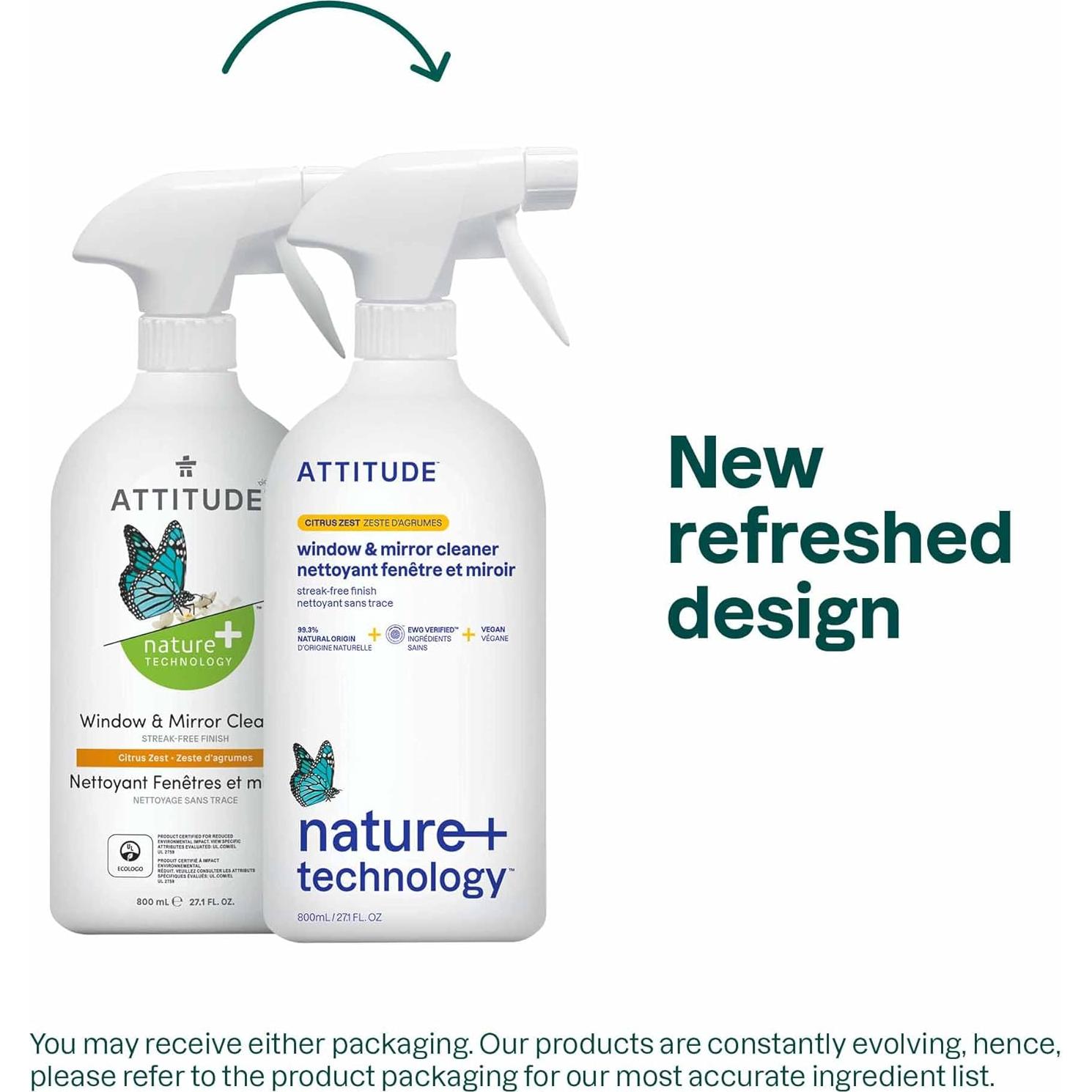 Limpiador de Vidrios ATTITUDE 800 ml Vegano Aroma Cítricos
