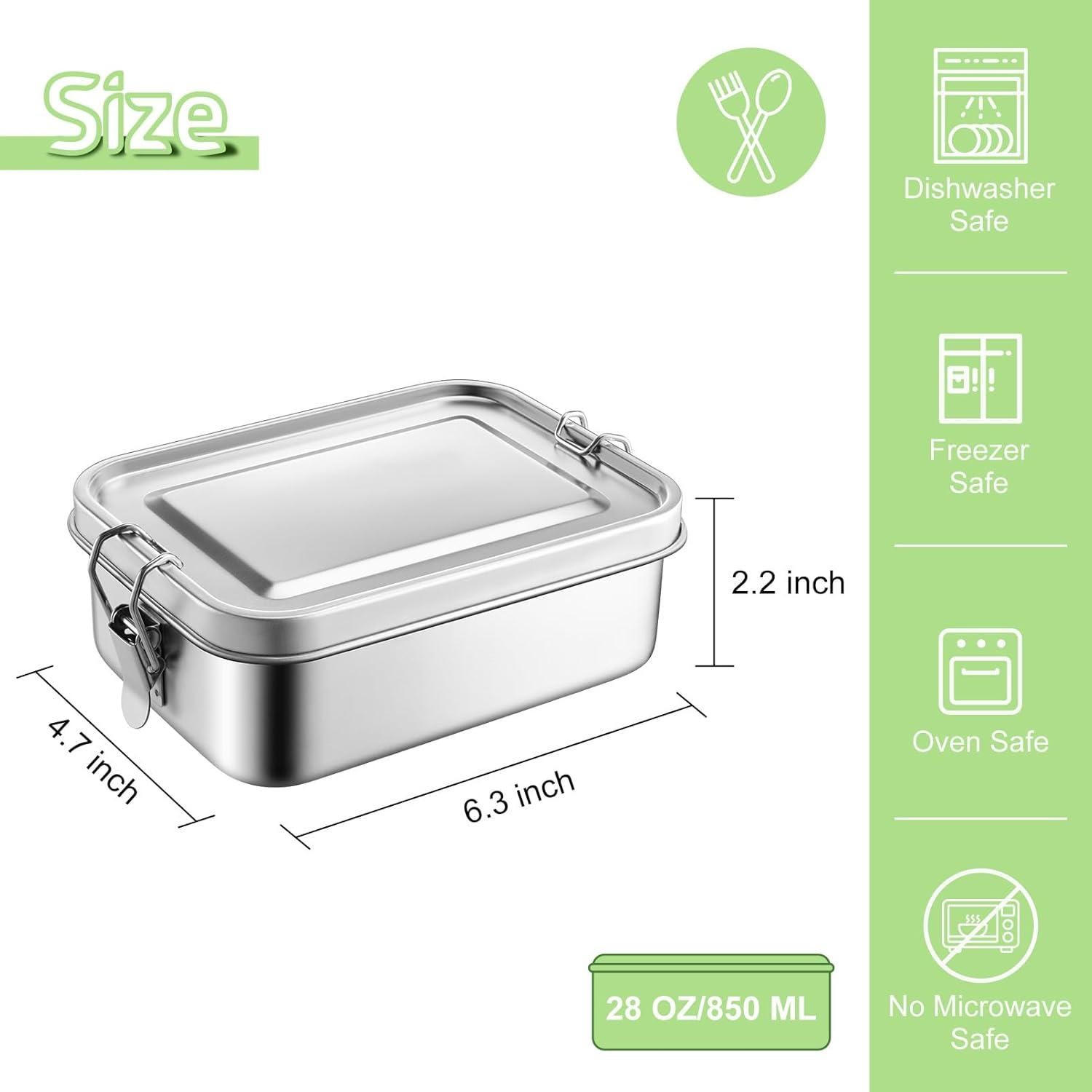 Caja Bento de Acero Inoxidable TeamFar 850ml con Divisores