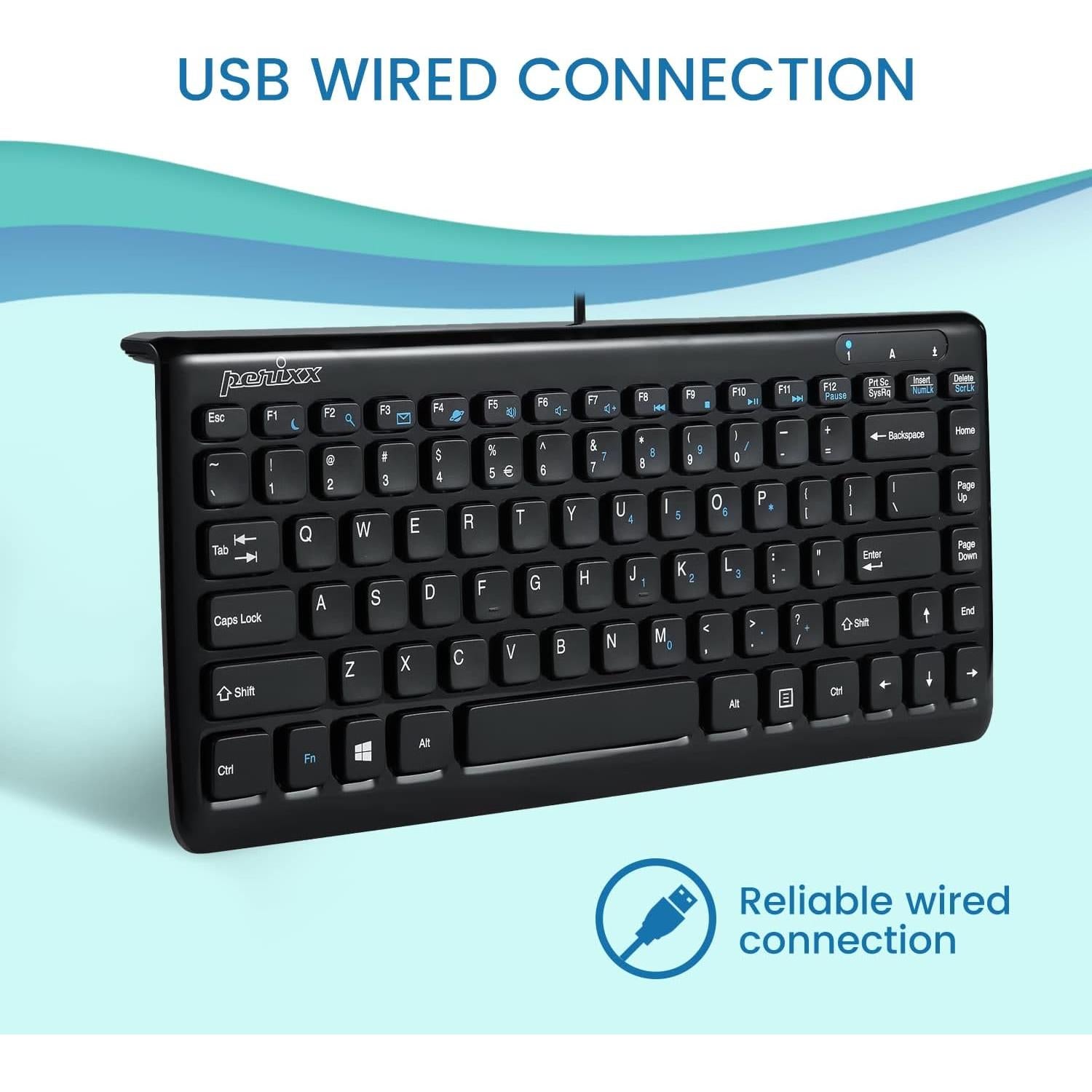 Teclado Mini USB Perixx PERIBOARD-407B Negro Chiclet