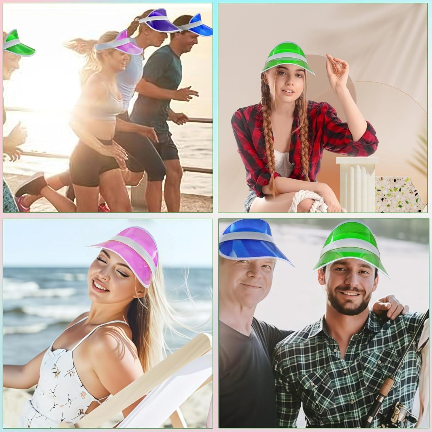 Paquete de 12 viseras de sol unisex PVC transparente caramelo