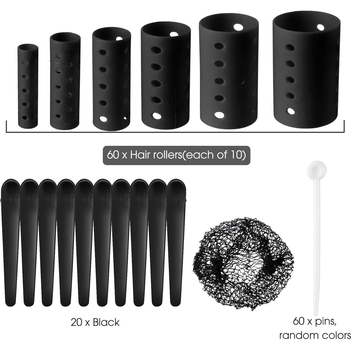 Set de Rulos para Cabello WILLBOND 141 Piezas 6 Tamaños