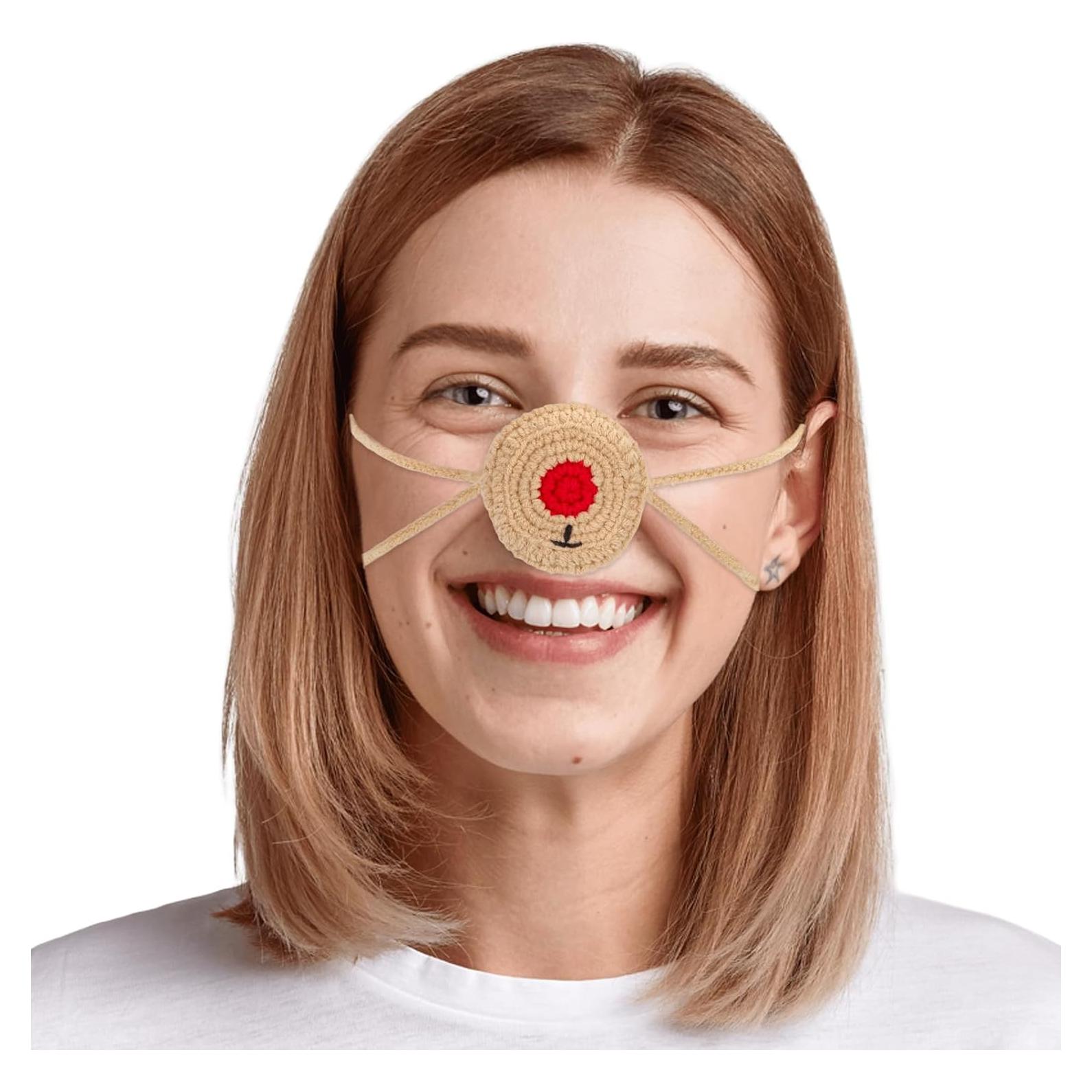 Calentador de Nariz de Crochet FunisFun Marrón - Invierno