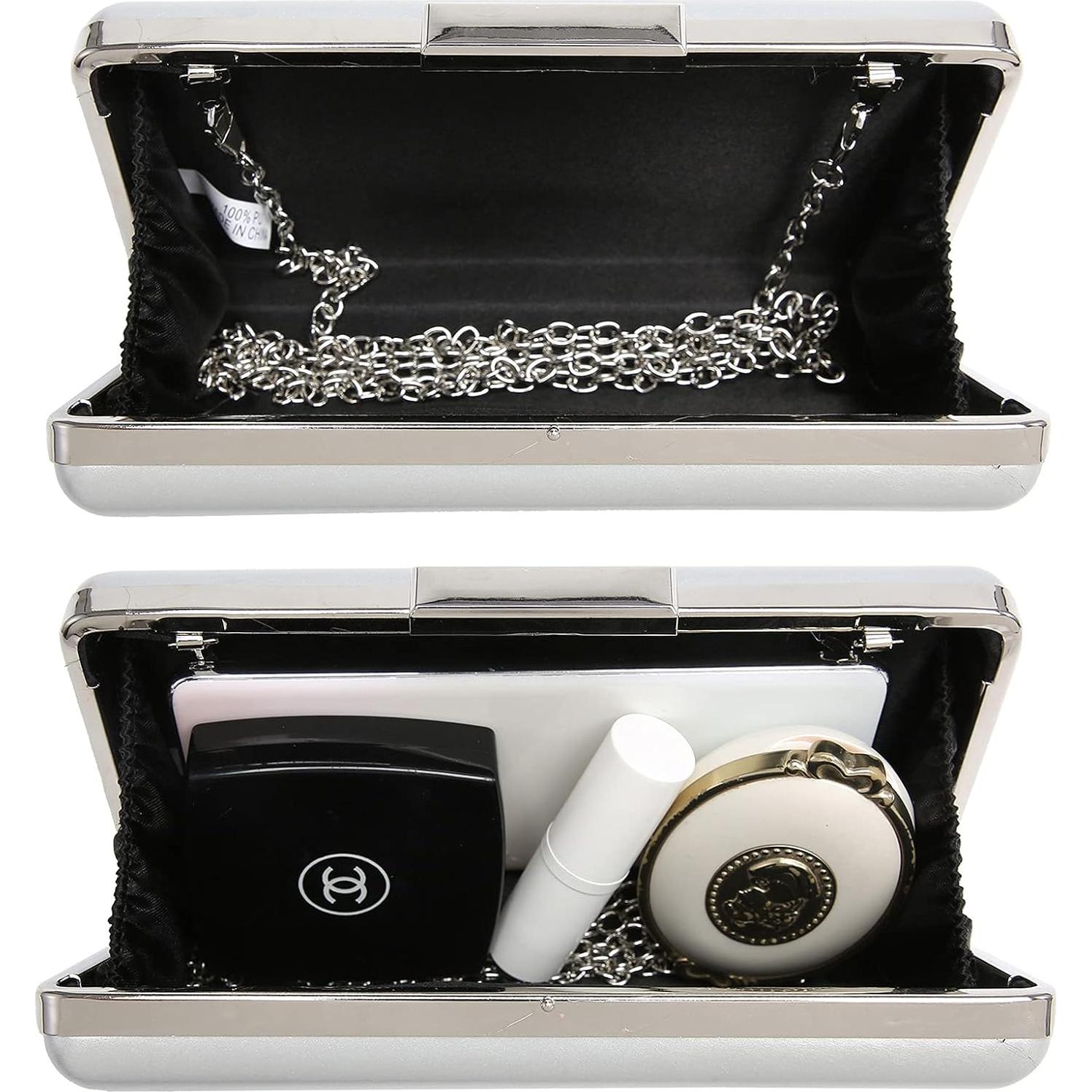 Bolso Clutch de Noche Dasein para Mujeres - Cuero Brillante Plata