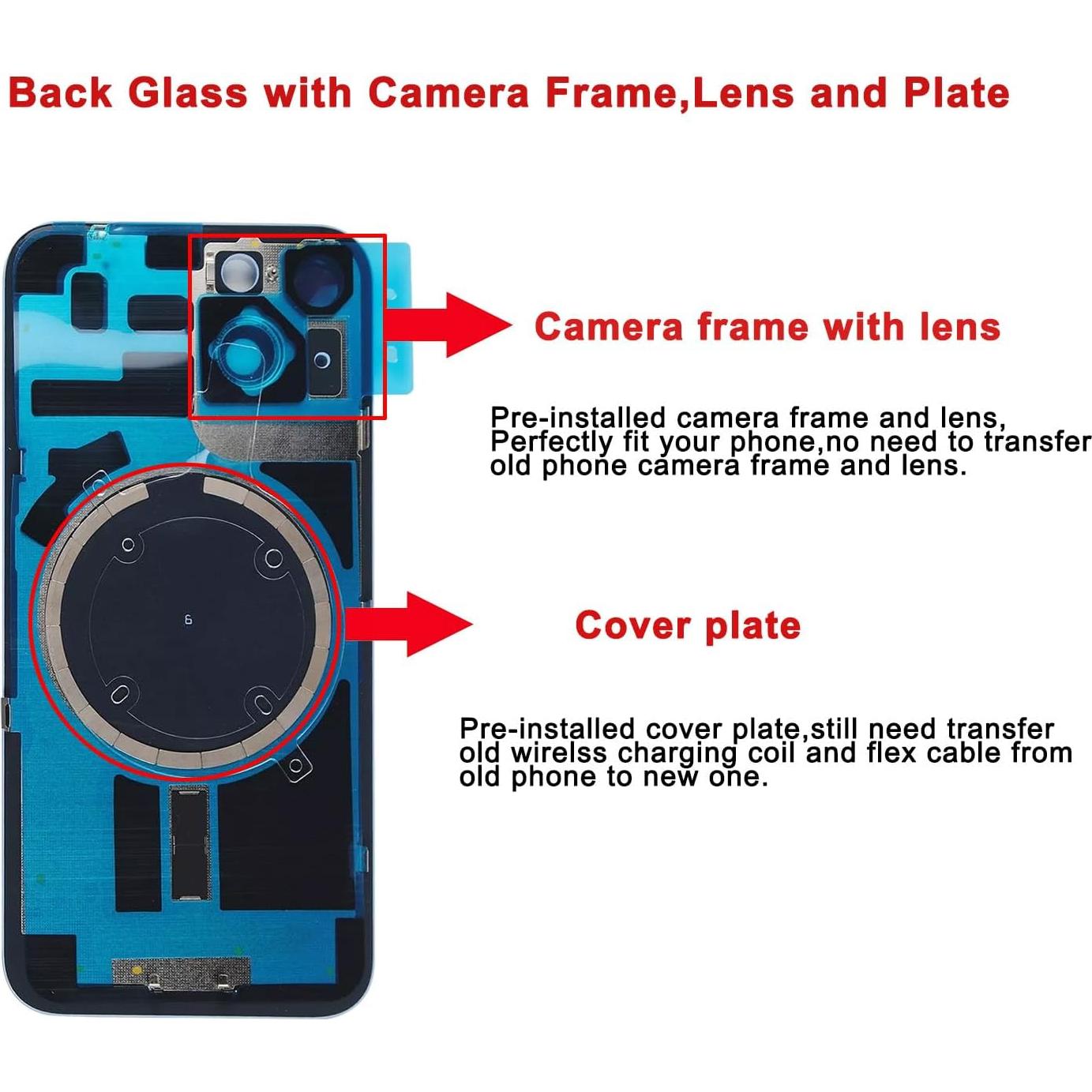 Reemplazo Cristal Trasero iPhone 14 Azul + Kit Herramientas