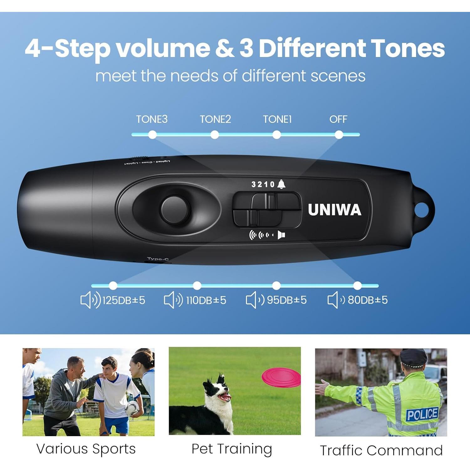 Silbato Electrónico UNIWA USB 3 Tonos para Árbitros y Seguridad