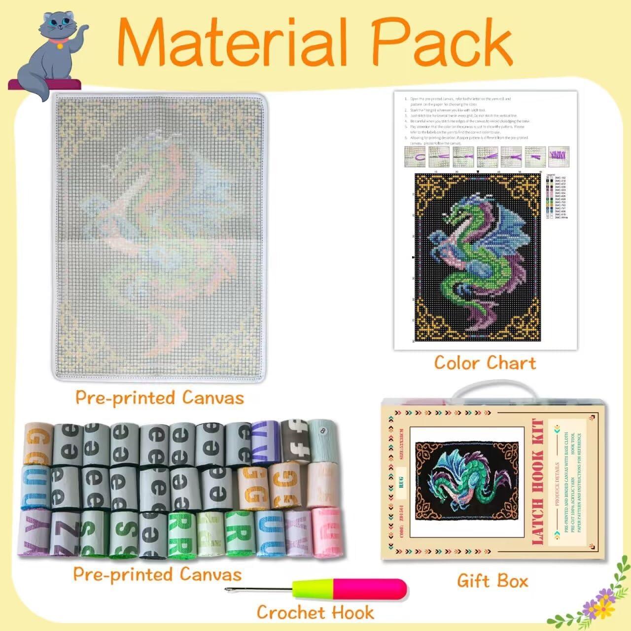 Kit de Ganchillo YOOTOM Dragón Azul 50.8x38.1 cm DIY