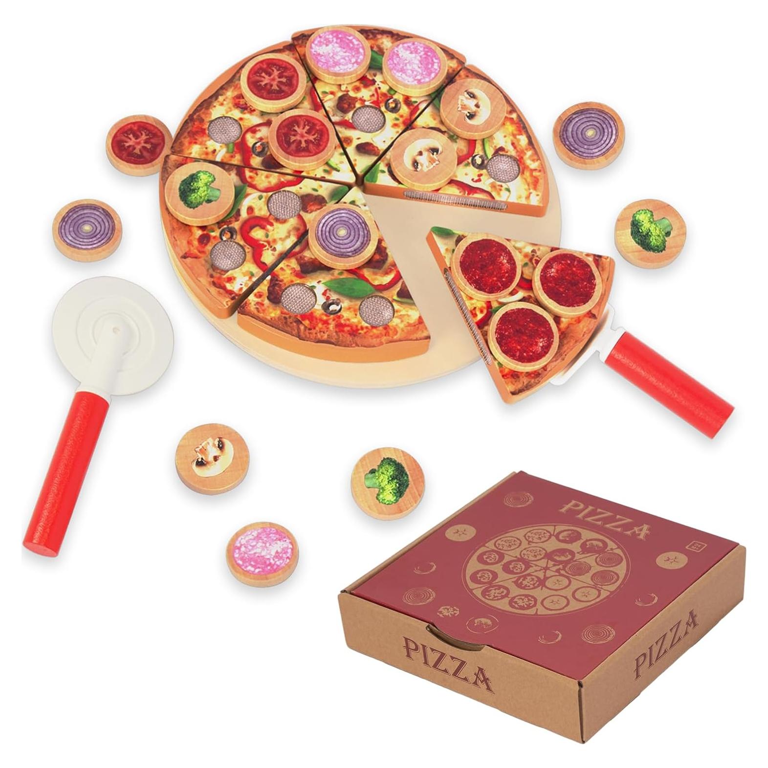Set de Juguete de Pizza de Madera WoodenEdu - 6 Piezas