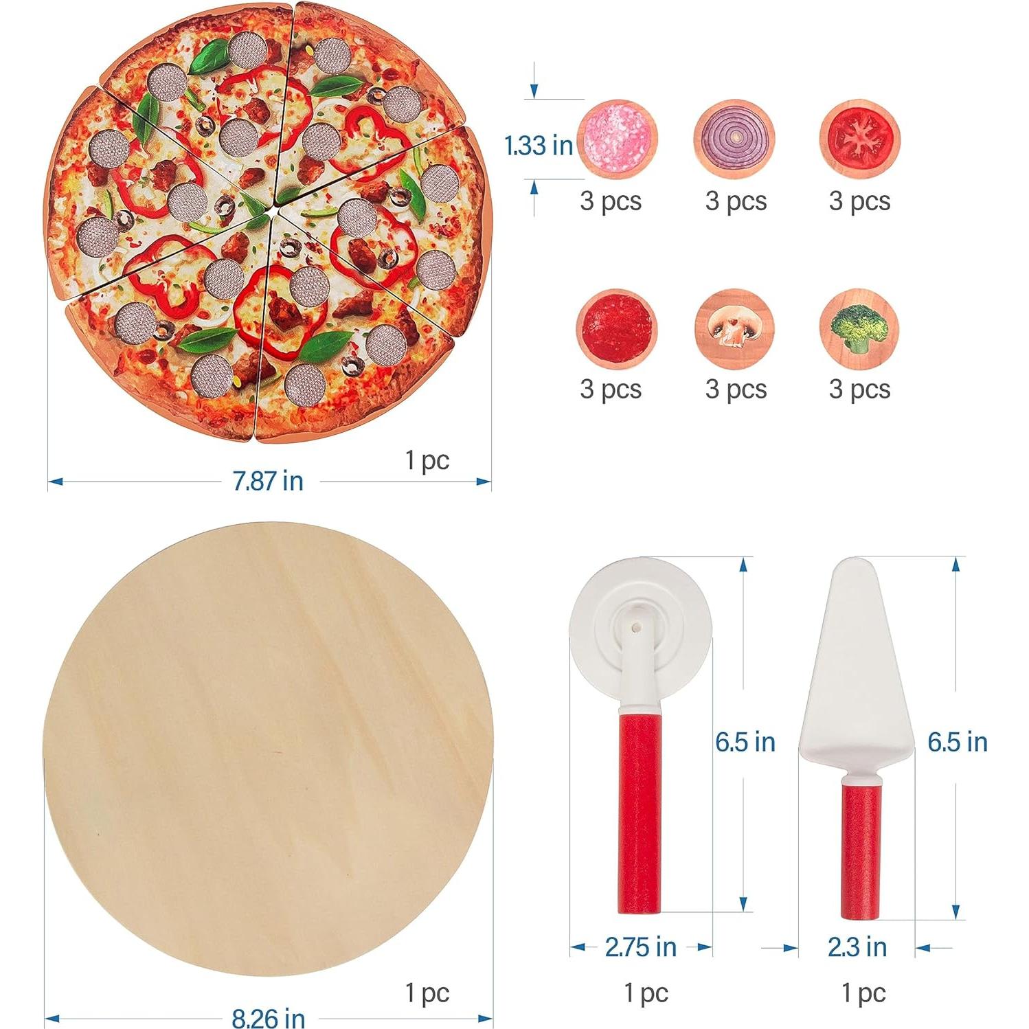 Set de Juguete de Pizza de Madera WoodenEdu - 6 Piezas