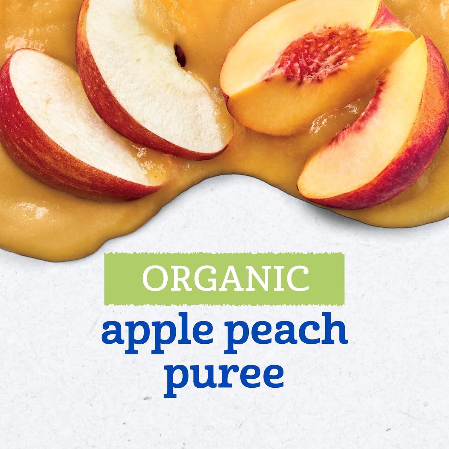 Puré de manzana y durazno orgánico Gerber 2 porciones 12 bolsas