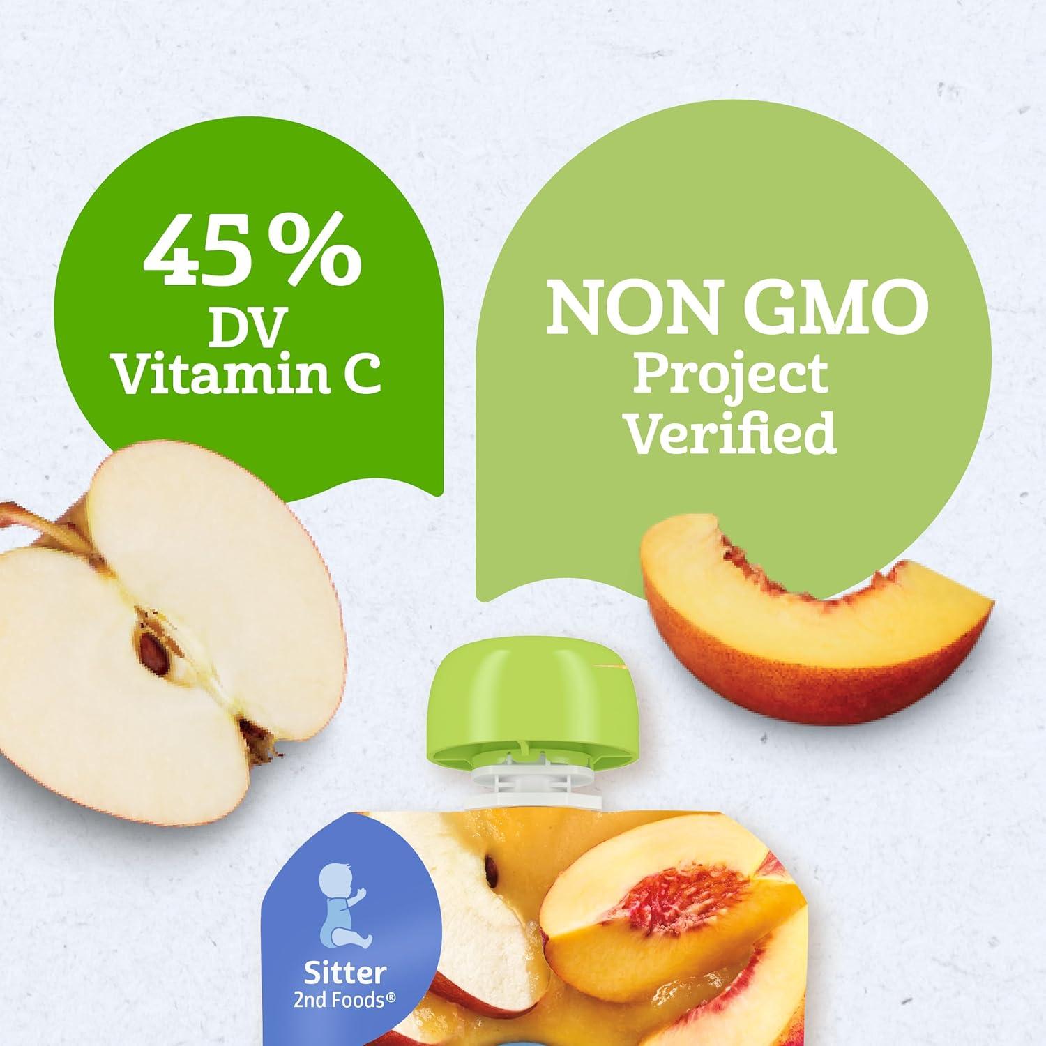 Puré de manzana y durazno orgánico Gerber 2 porciones 12 bolsas