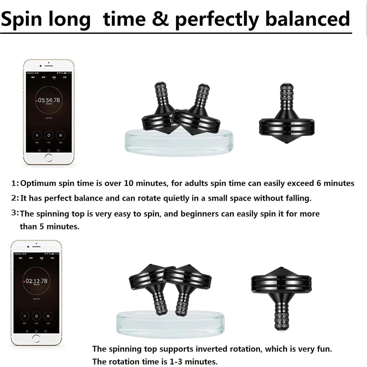 Peonza de Metal LOQATIDIS 3PCS Antiestrés Giro Largo