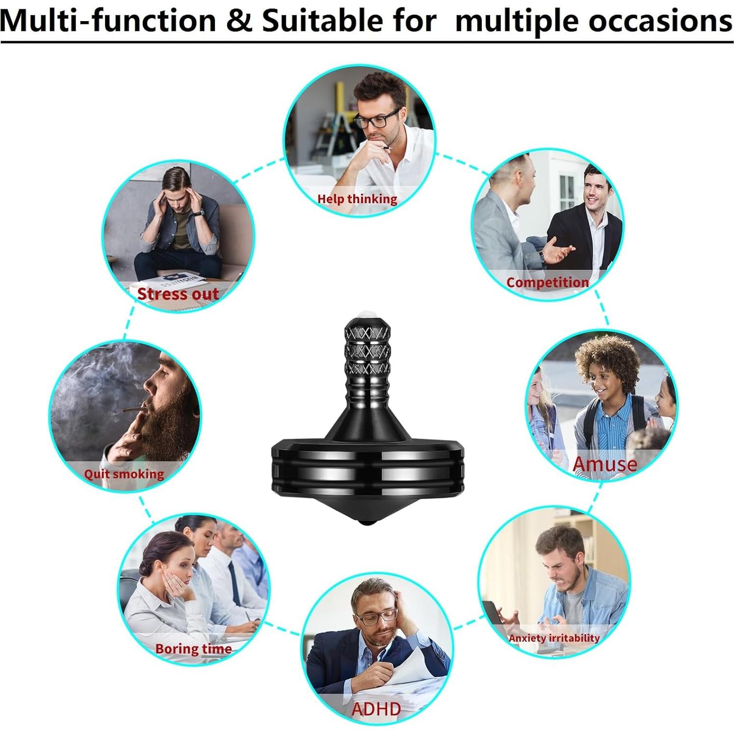 Peonza de Metal LOQATIDIS 3PCS Antiestrés Giro Largo