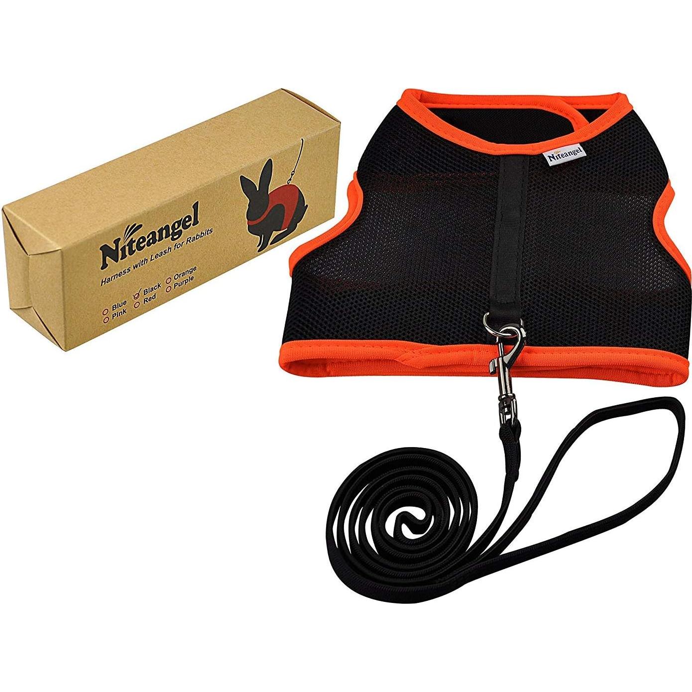 Arnés Suave Ajustable Niteangel para Conejos Mediano Negro